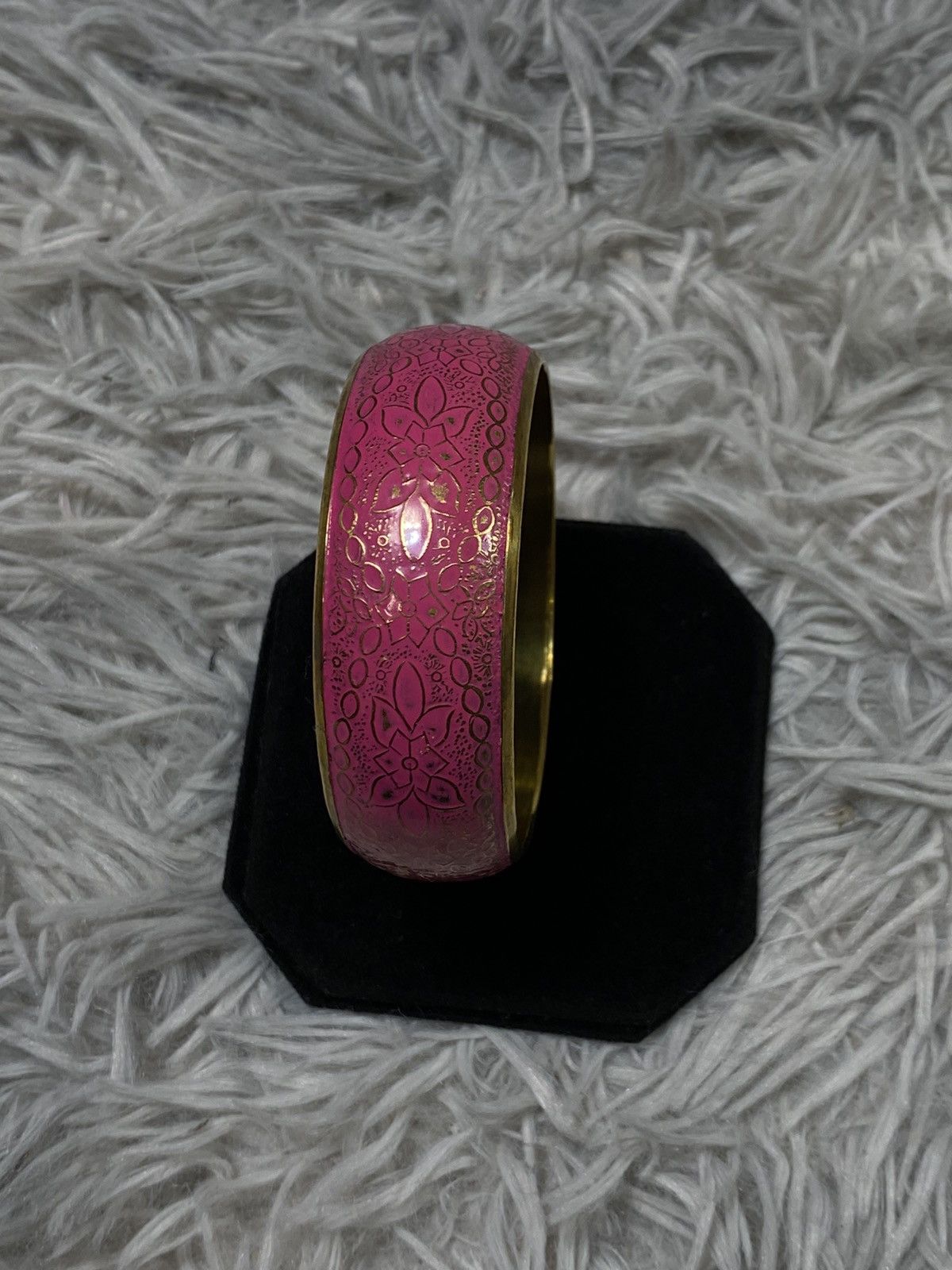 Japanese Brand × Jewelry × Vintage Pink & Gold Floral Brass Bangle - Japanese Brand Size ONE SIZE - 2 Thumbnail