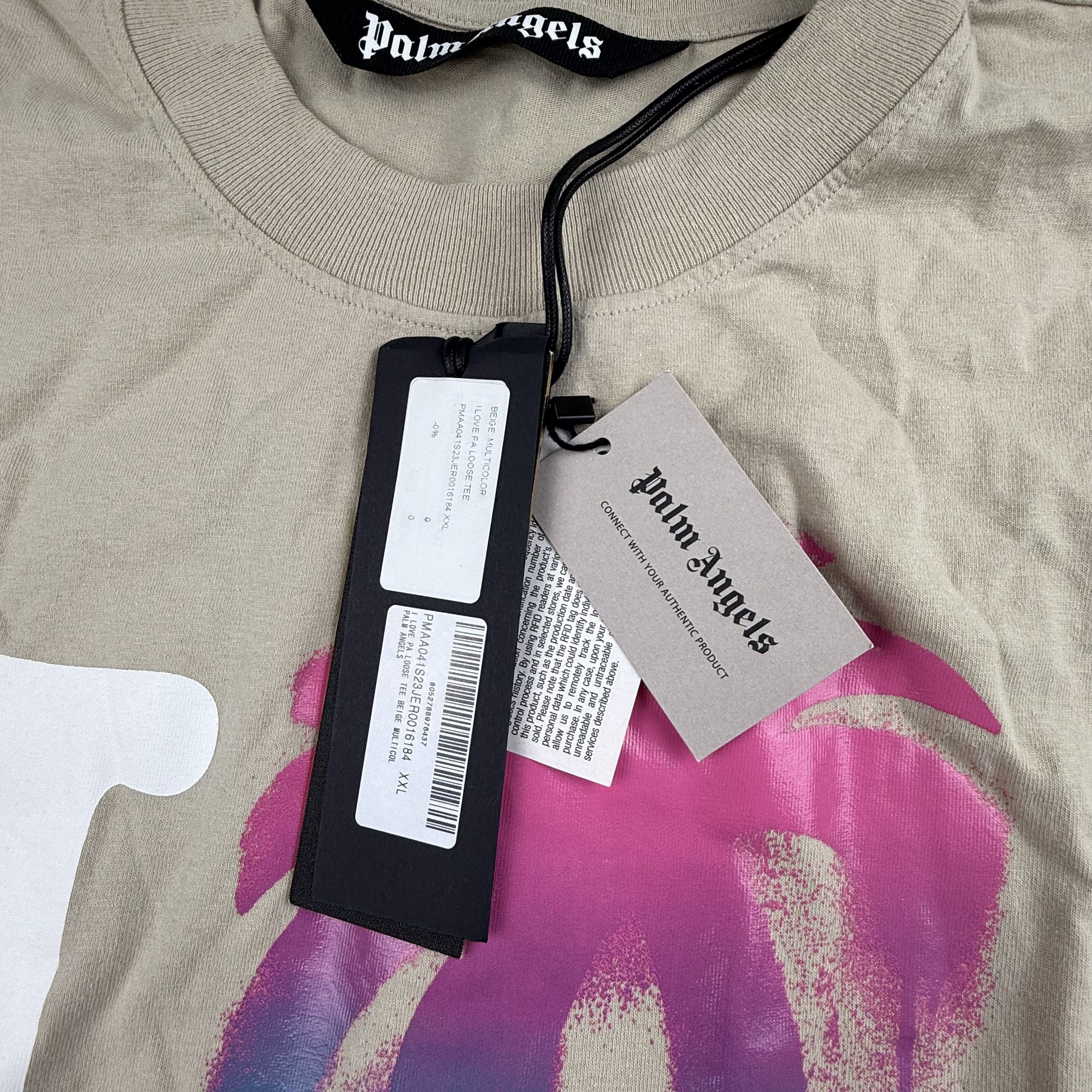 Palm Angels Palm Angels I Love PA Loose Tee Beige Graphic T-Shirt XXL Size US XXL / EU 58 / 5 - 3 Thumbnail