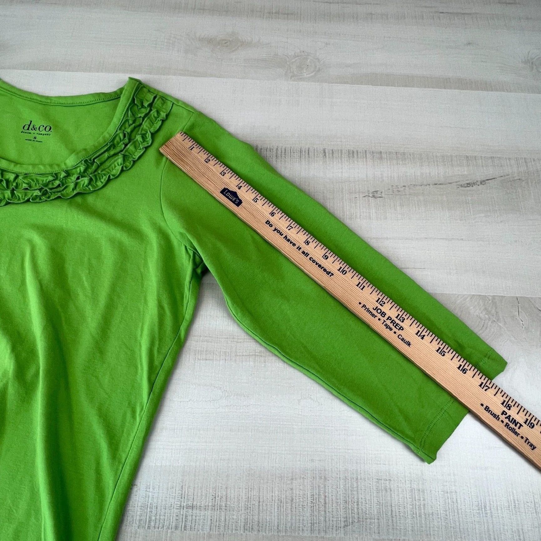 CO Denim + Company Womens Small Green Ruffle Neck 3/4 Sleeve Casual Knit Top Size S / US 4 / IT 40 - 7 Thumbnail