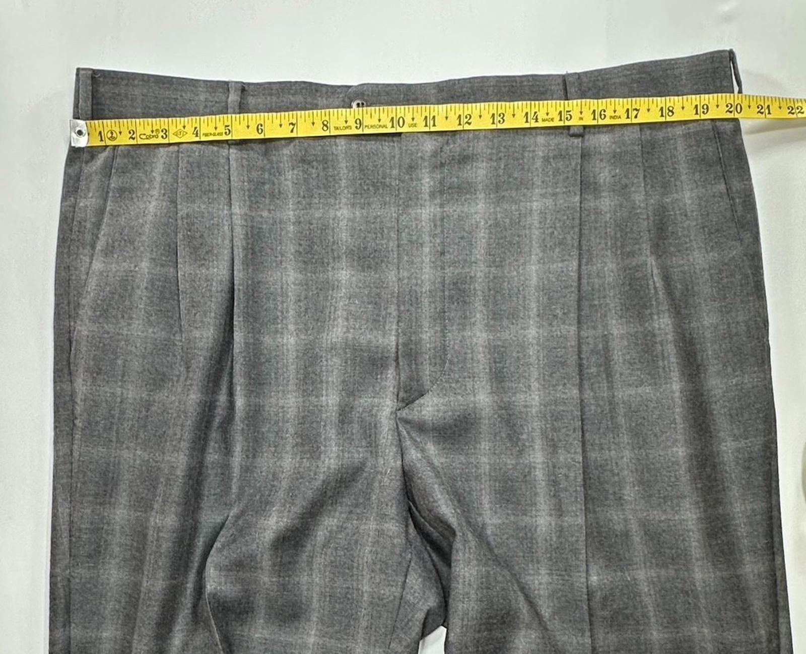 Zanella Zanella Bennett Pleated Checked Wool Pants Gray Mens 40/28 Size US 40 / EU 56 - 3 Thumbnail