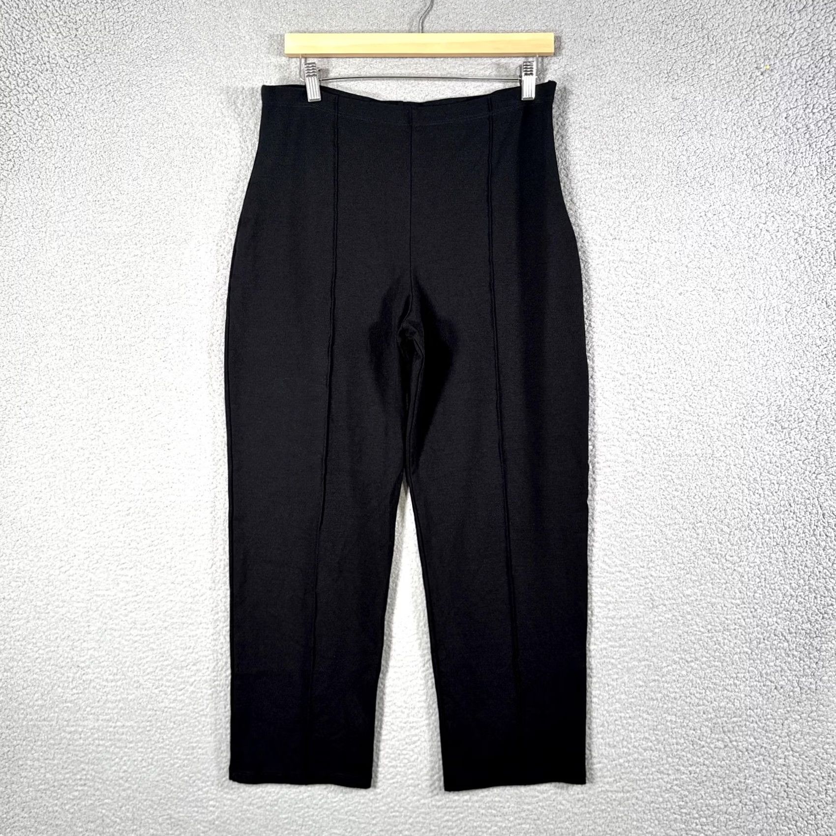 Vintage Ripley Rader Pants Black Knit Tapered Ankle Slim Plus 1X Pockets Zip Side High Rise Womens Size 40" / US 18 - 5 Thumbnail