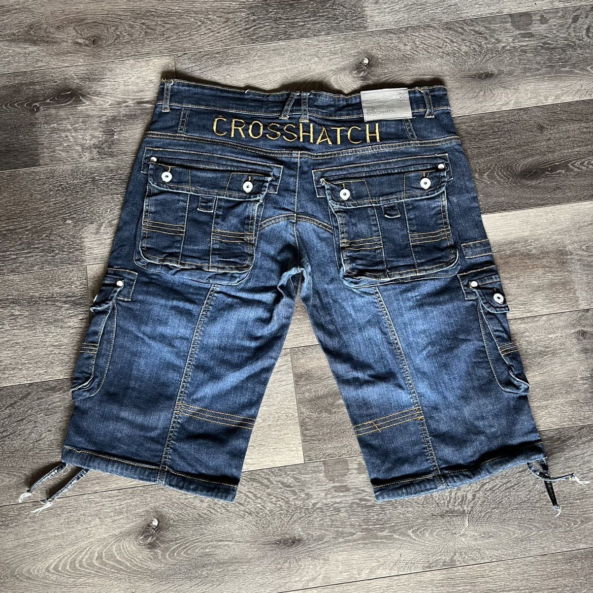 Vintage Vintage Y2K Crosshatch Logo Baggy Cargo Denim Jean Shorts 34 Size US 34 / EU 50 - 1 Thumbnail