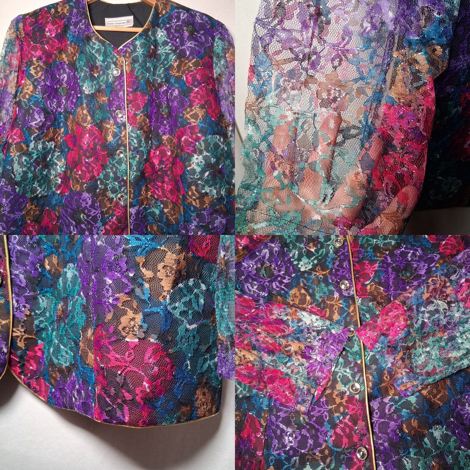 Vintage VINTAGE Pablo Collection Blazer Jacket 22W Plus Size Floral Lace Overlay Dressy Jacket/Blazer Womens Size 3XL / US 20-22 - 9 Thumbnail