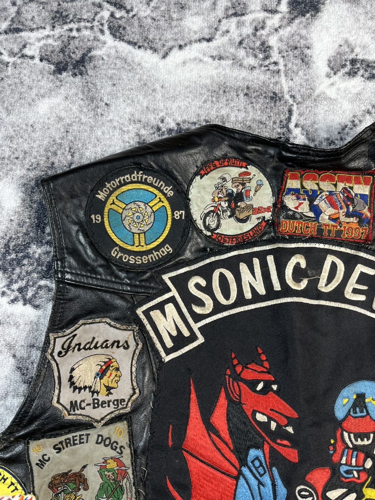 Vintage Vintage Biker Leather Vest – Sonic Devils MC Emsland Size US L / EU 52-54 / 3 - 17 Thumbnail