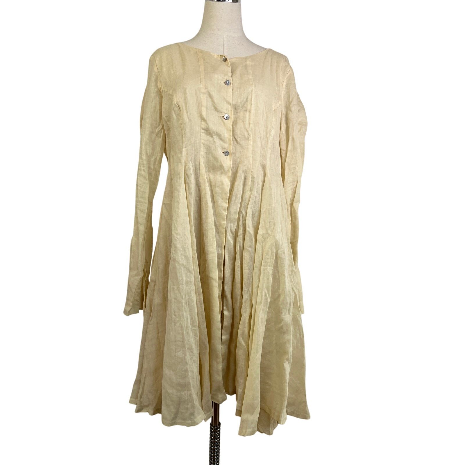 Other Elm Design Ivory Ramie Dress Long Sleeves Size S / US 4 / IT 40 - 1 Thumbnail