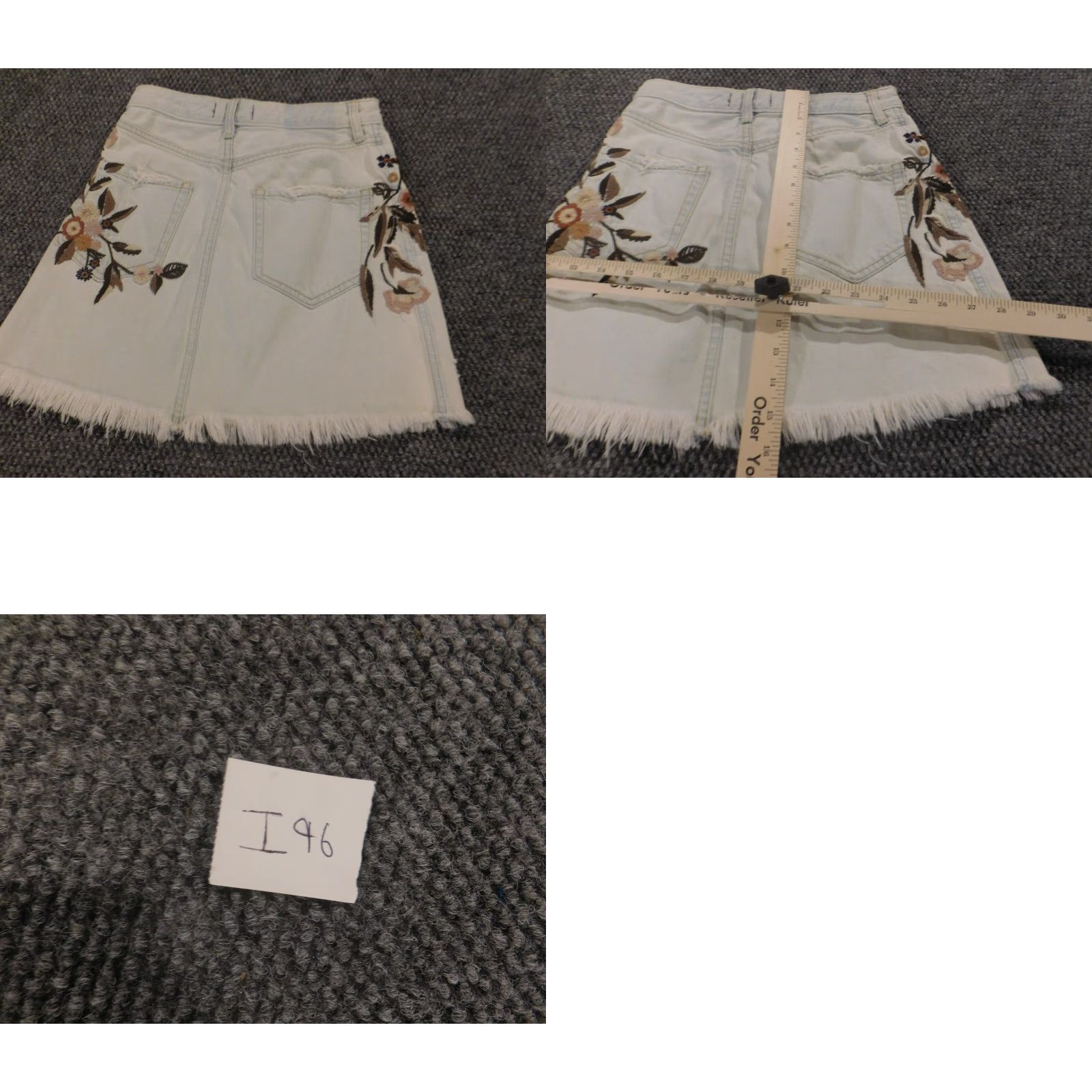 Abercrombie & Fitch Abercrombie & Fitch Womens Skirt 00 Blue Floral Denim A-Line Knee Length Cotton Zip Lined Casual Mens? Womens Size 24" / US 00 / IT 34 - 8 Thumbnail