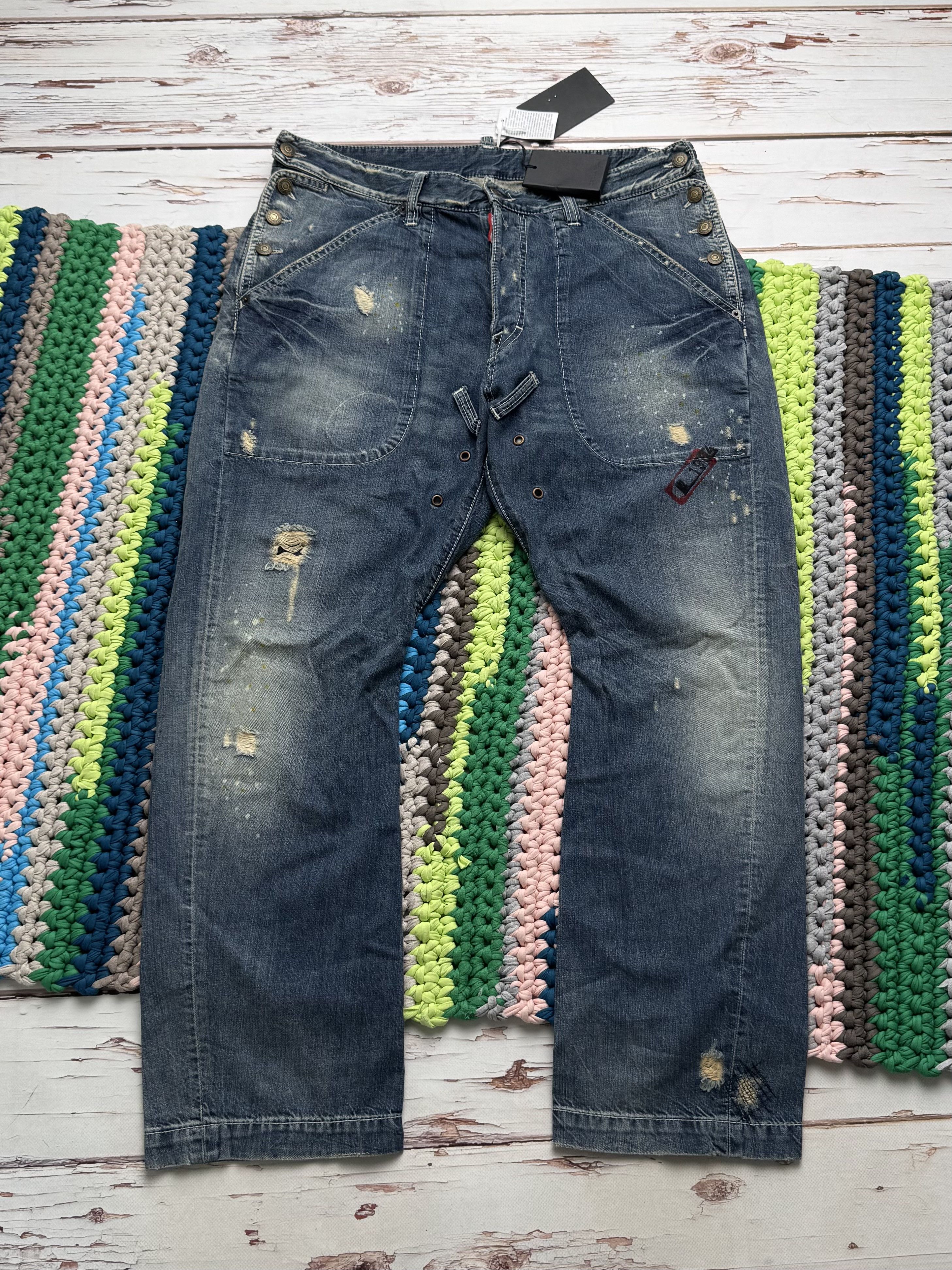 Dsquared2 Disquared2 Distressed Jeans Straight Leg Paint Splatter Y2K Size US 34 / EU 50 - 1 Thumbnail
