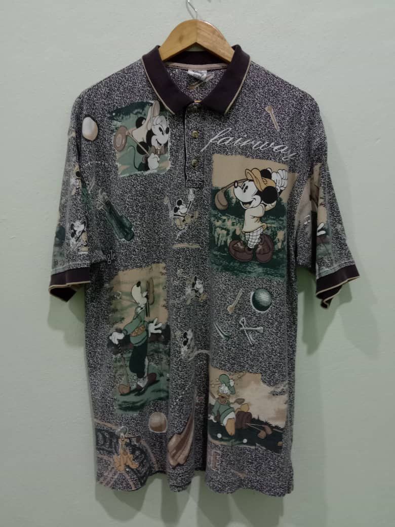 Cartoon Network × Vintage VINTAGE DISNEY MICKEY MOUSE OVERPRINT COLLAR TEES Size US XL / EU 56 / 4 - 1 Thumbnail