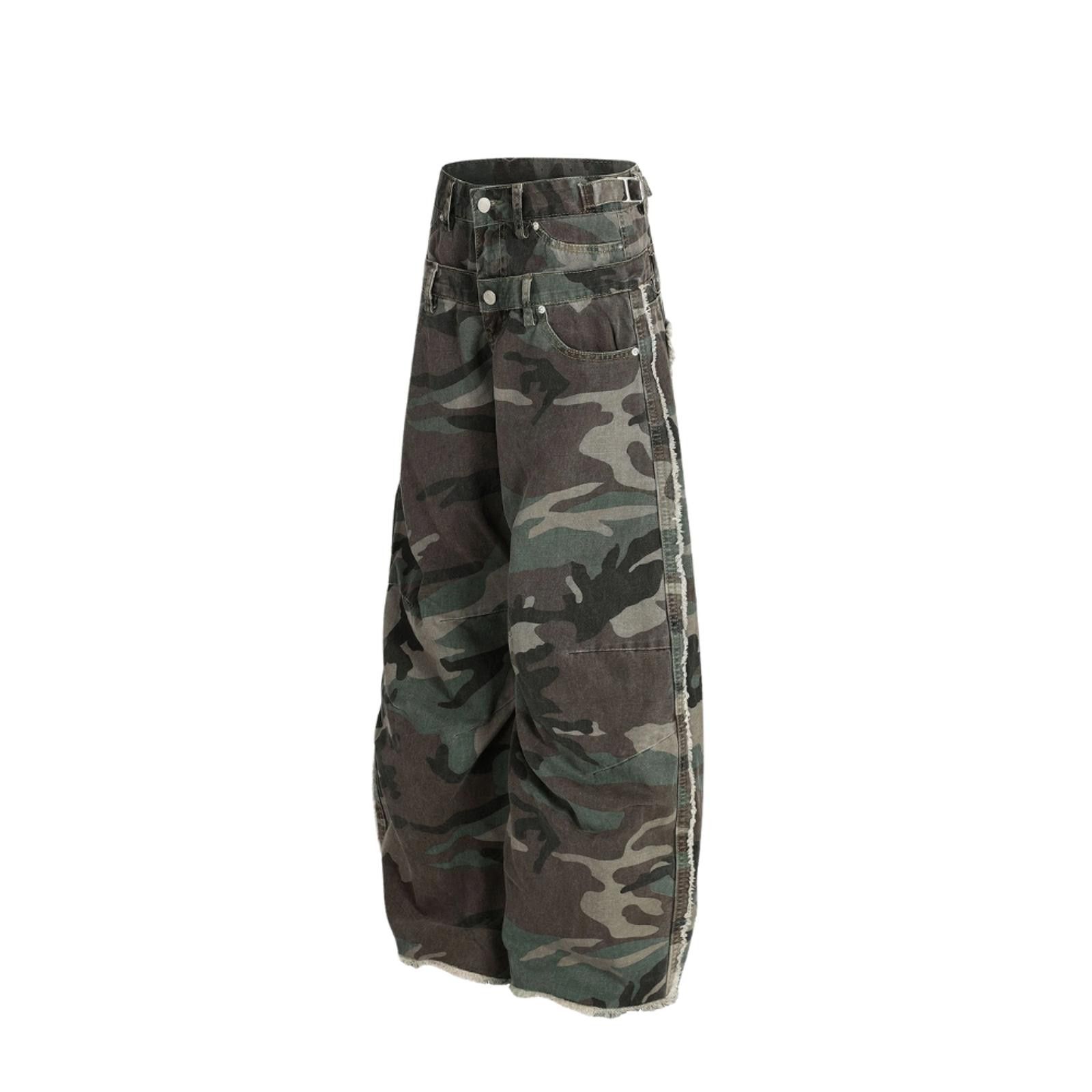 Other Double Waist Carpenter Wide Camo Pants | Frayed Seam Size US 32 / EU 48 - 2 Thumbnail