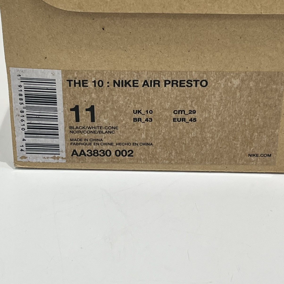 Nike Nike Air Presto x Off-White Black (2018) Size US 11 / EU 44 - 17 Thumbnail