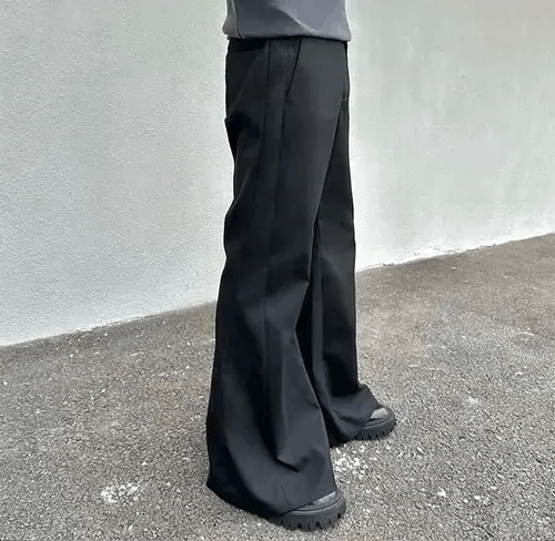 Japanese Brand × Vintage Cotton Embroidery Baggy Black Flare Pants Size US 32 / EU 48 - 2 Thumbnail