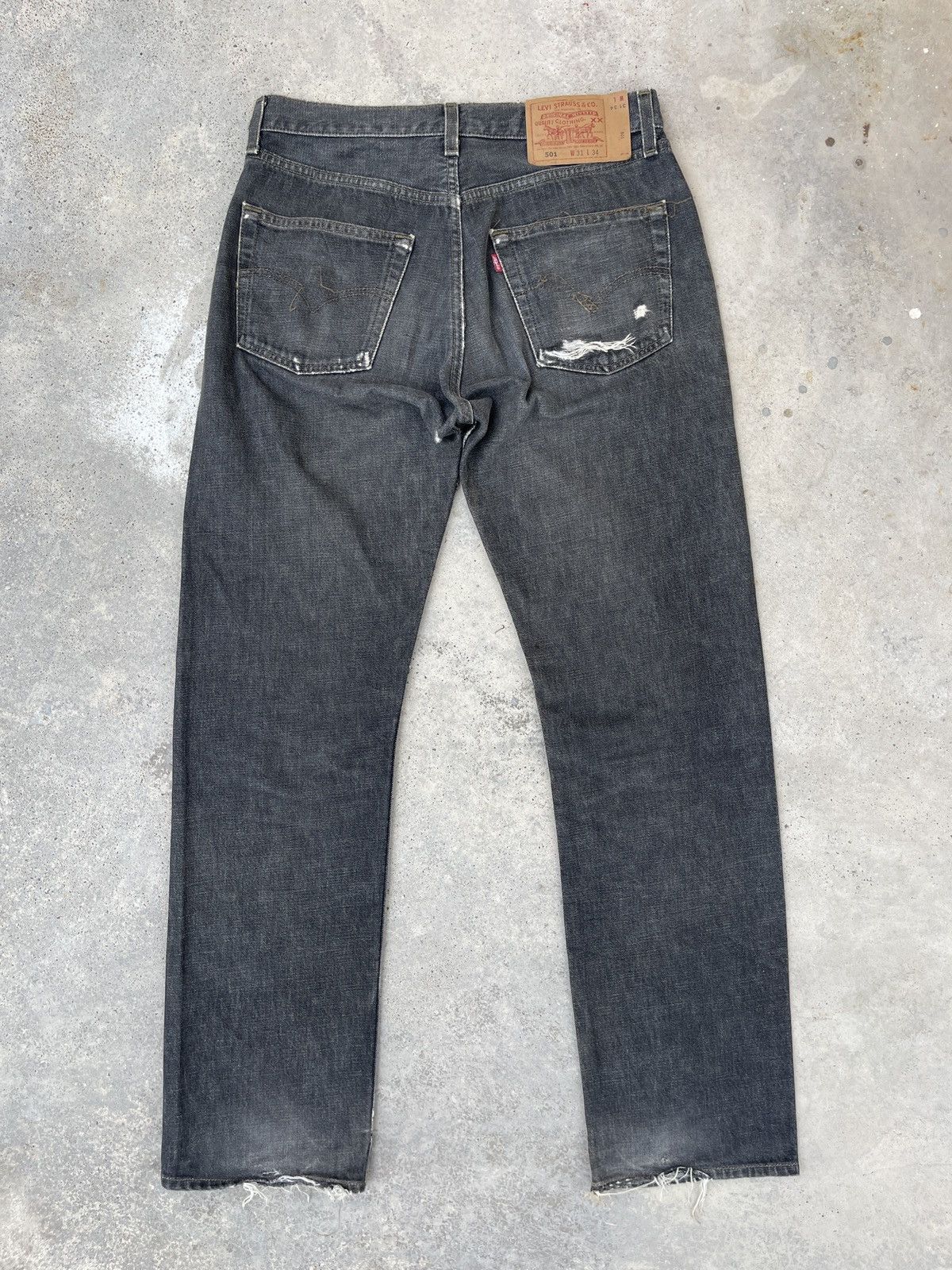 Levi's × Vintage Vintage 90s Levis 501 Faded Distressed Black Jeans Size US 31 - 3 Thumbnail