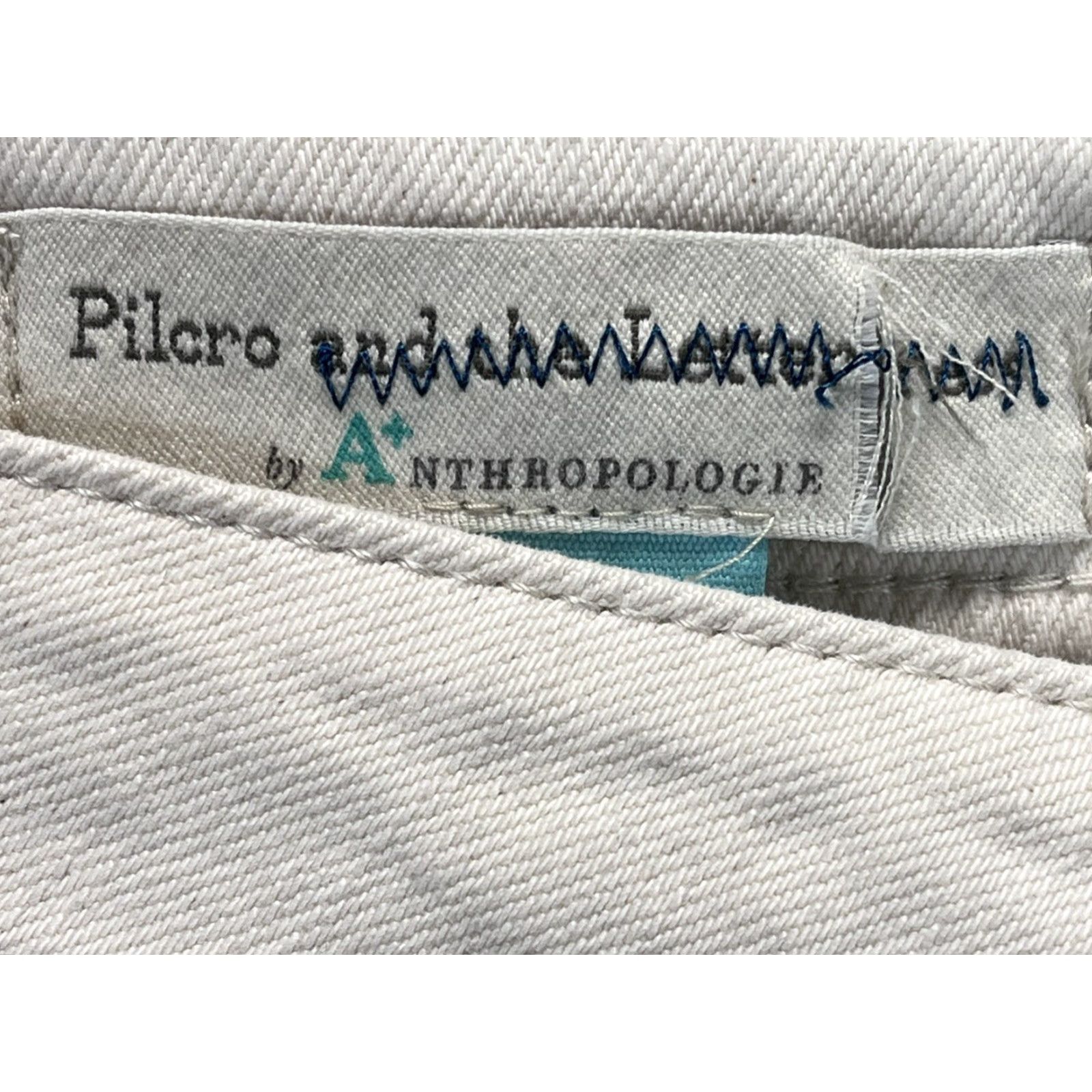 Vintage Anthropologie Pilcro Women's Cropped High Rise Slim Striped Jeans Sz 20W Plus Ivory & Blue Denim Size 42" / US 20 - 5 Thumbnail