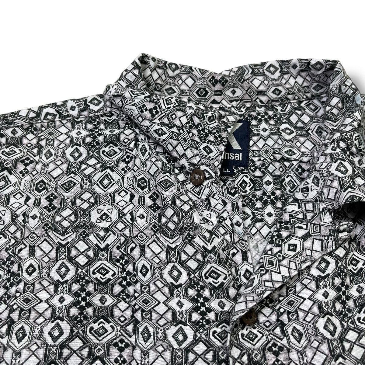 Yohji Yamamoto 90s🔥 KANSAI Geometric Print Short Sleeve Shirt - Size LL Size US L / EU 52-54 / 3 - 5 Thumbnail