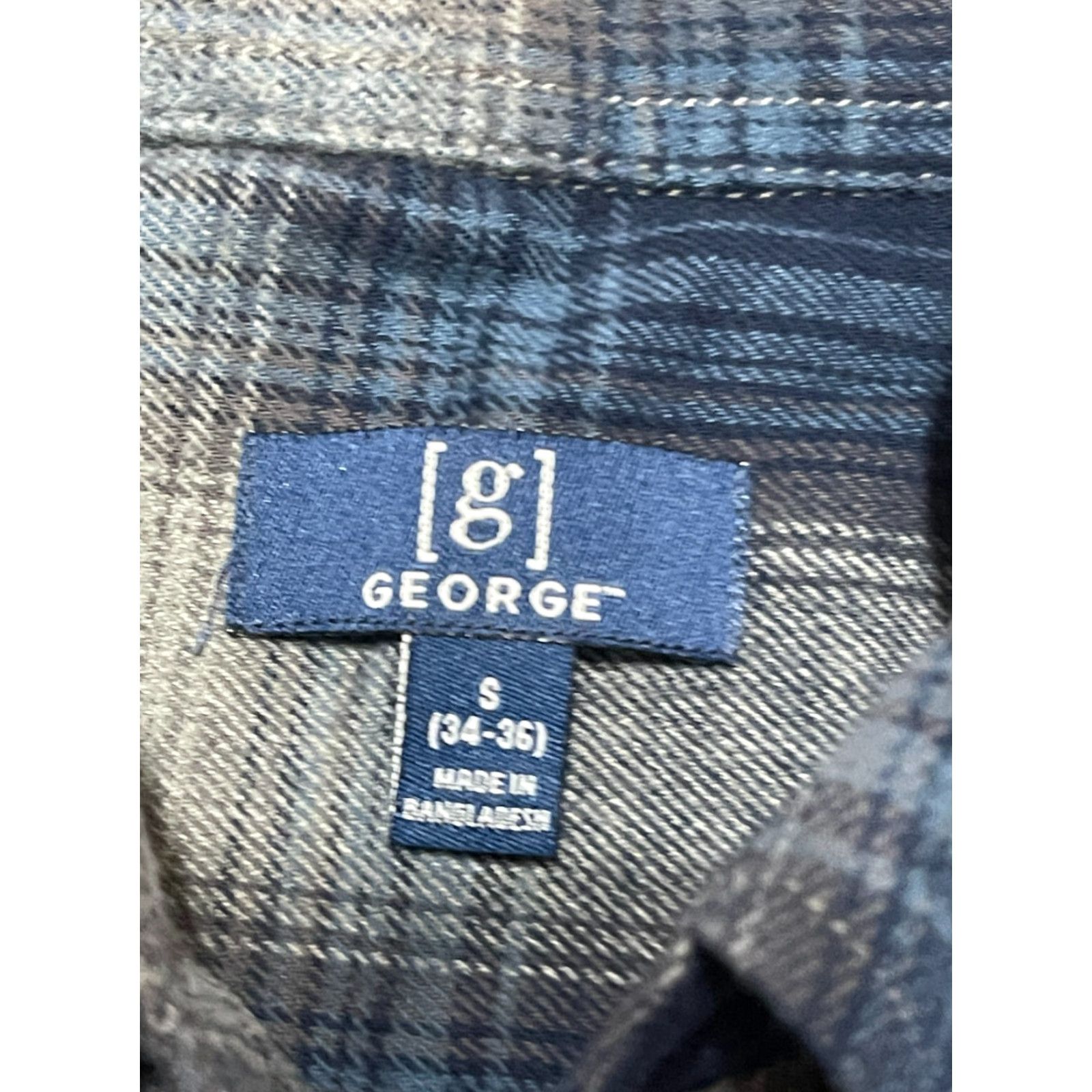 George George Shirt, Men's Small, Plaid, Button Up, Long Sleeve, Pocket, Blue Gray, Regular Fit, George, Men, Button-Up, Casual Size US S / EU 44-46 / 1 - 7 Thumbnail