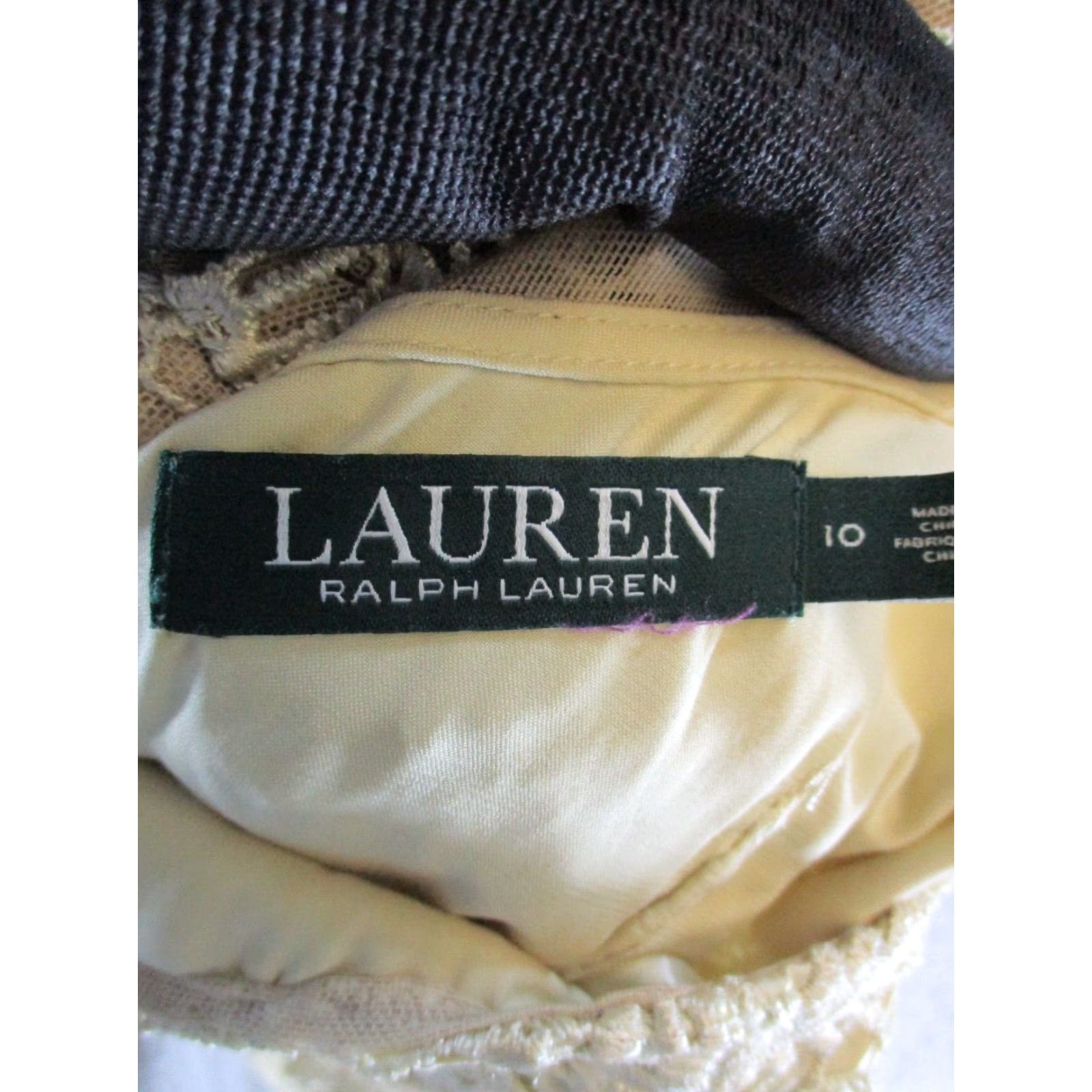 Ralph Lauren Lauren Ralph Lauren Dress Womens 10 Beige Floral Embroidery A-Line Size L / US 10 / IT 46 - 3 Thumbnail