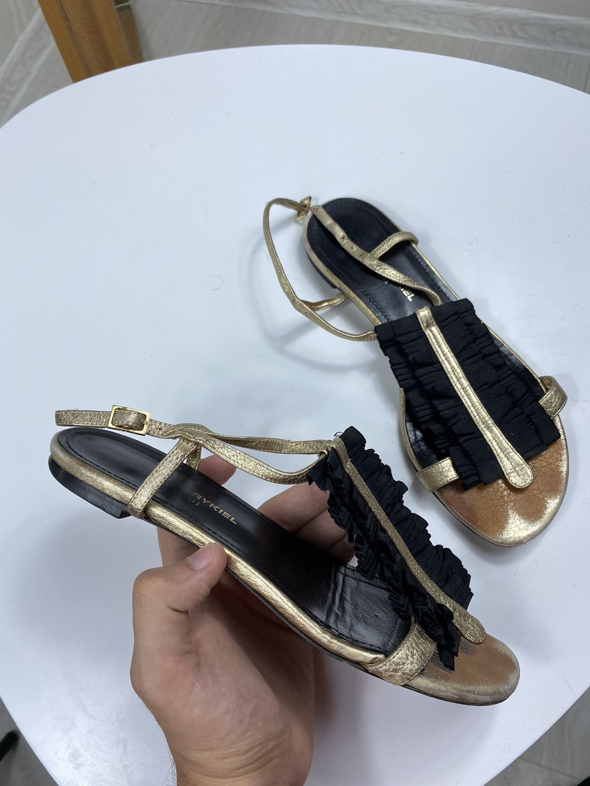 Sonia Rykiel × Vintage Sonia Rykiel Leather Sandals Size US 8 / IT 38 - 4 Thumbnail