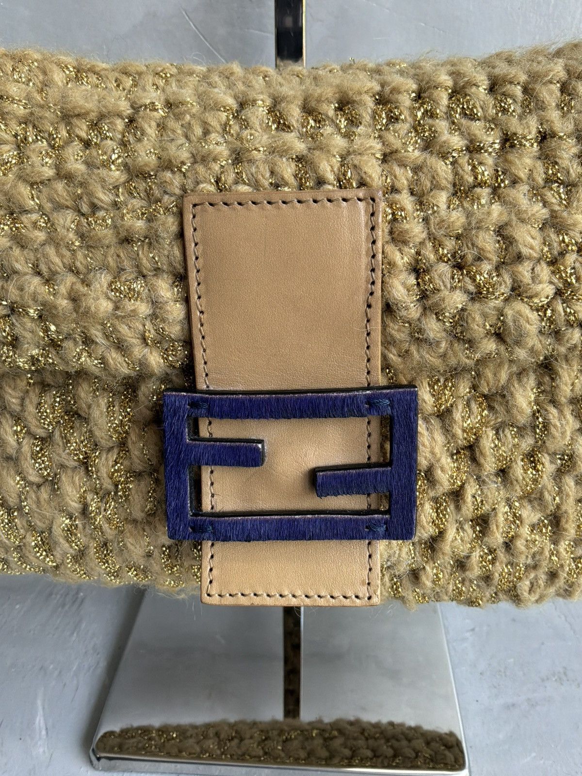 Fendi Fendi - Knit Woven Crochette Ponyhair Baguette Bag Size ONE SIZE - 4 Thumbnail