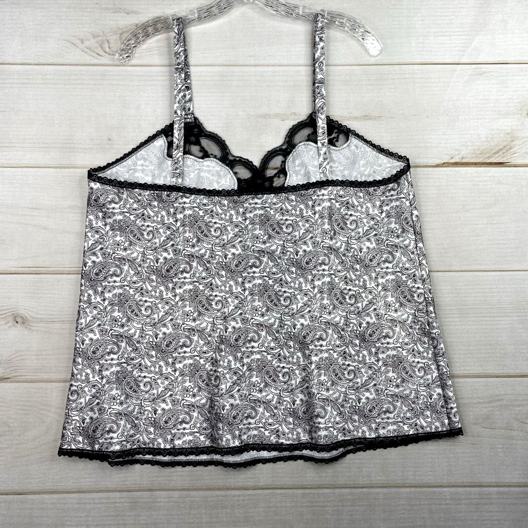 Vintage VINTAGE 90s Satin Lace Cami Top Womens 1X Black Paisley Boudoir Coquette USA Size XL / US 12-14 / IT 48-50 - 5 Thumbnail