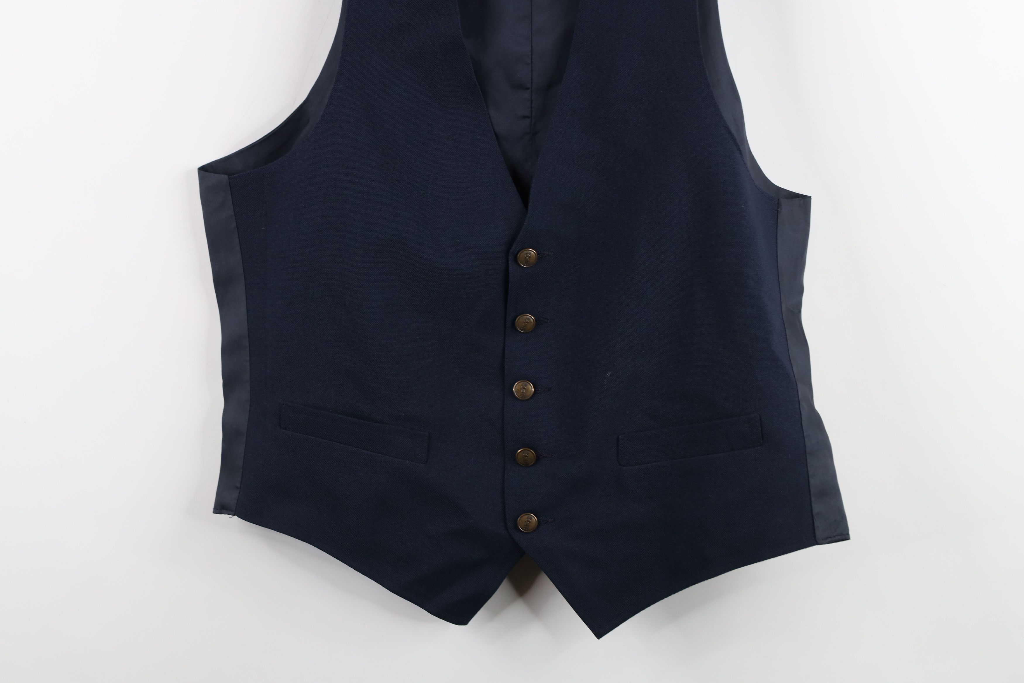Vintage Vintage 70s Streetwear Button Suit Vest Jacket Navy Blue Size US L / EU 52-54 / 3 - 3 Thumbnail