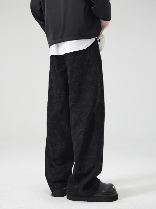 Japanese Brand Fashion street washed jacquard black jeans y2k Size US 32 / EU 48 - 4 Thumbnail