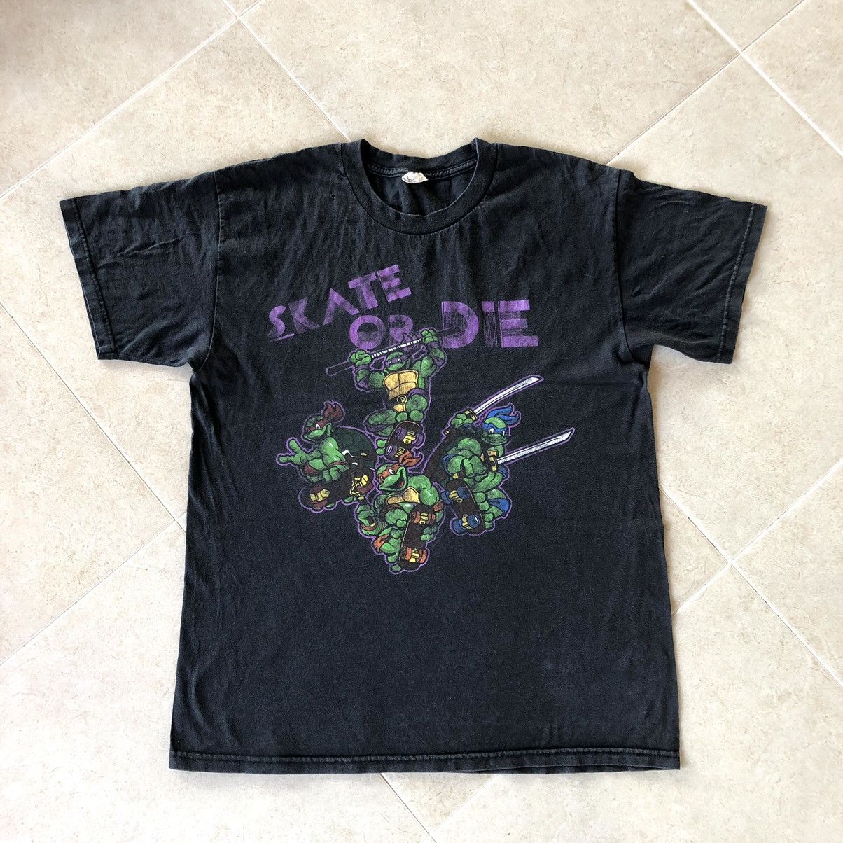 Hook-Ups Vintage Thrashed Faded Ninja Turtles Skate Or Die T Shirt Size US L / EU 52-54 / 3 - 2 Thumbnail