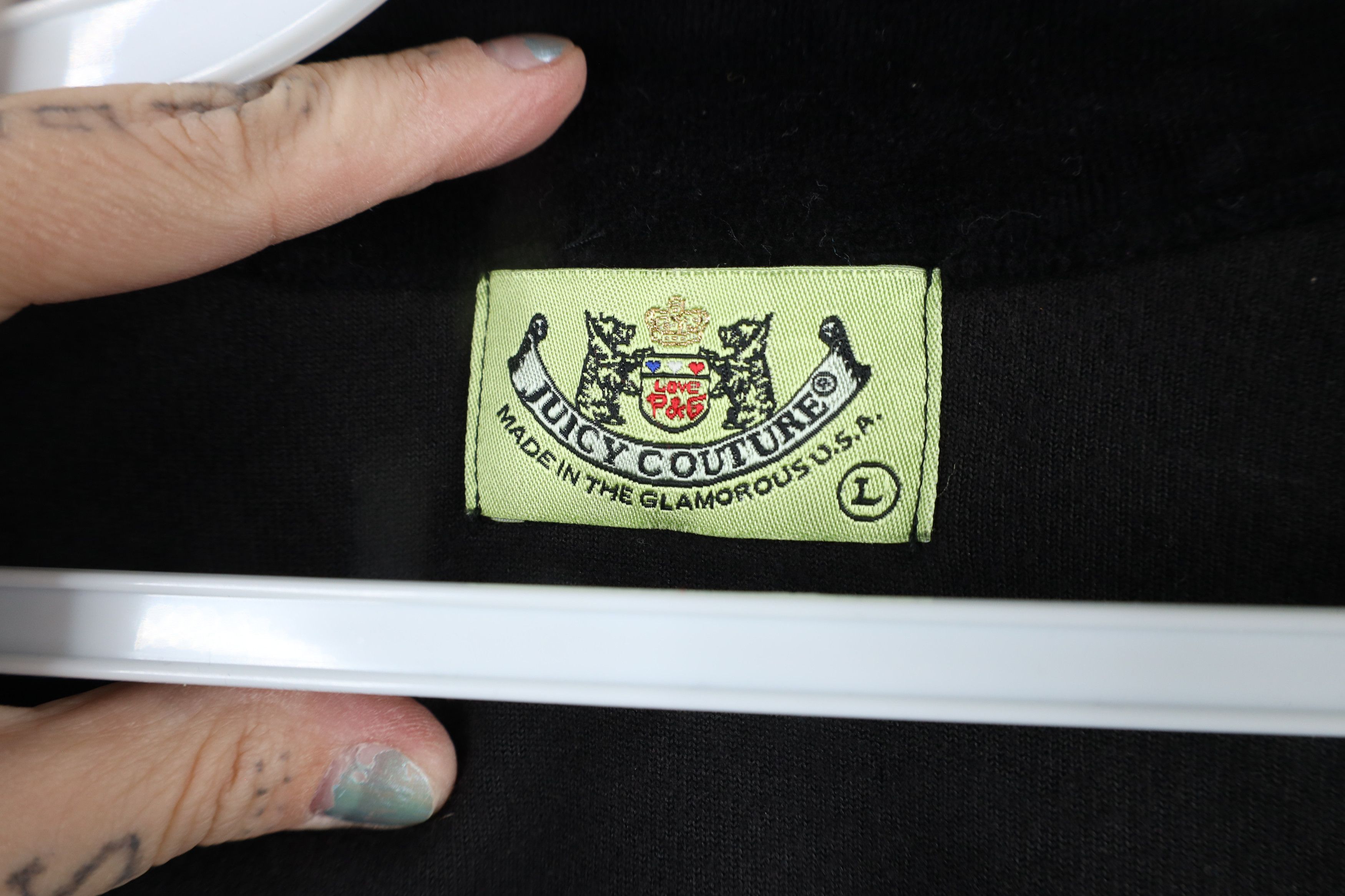 Juicy Couture × Vintage Vintage 90s Y2K Juicy Couture Velvet Velour Jacket Black USA Size L / US 10 / IT 46 - 14 Thumbnail