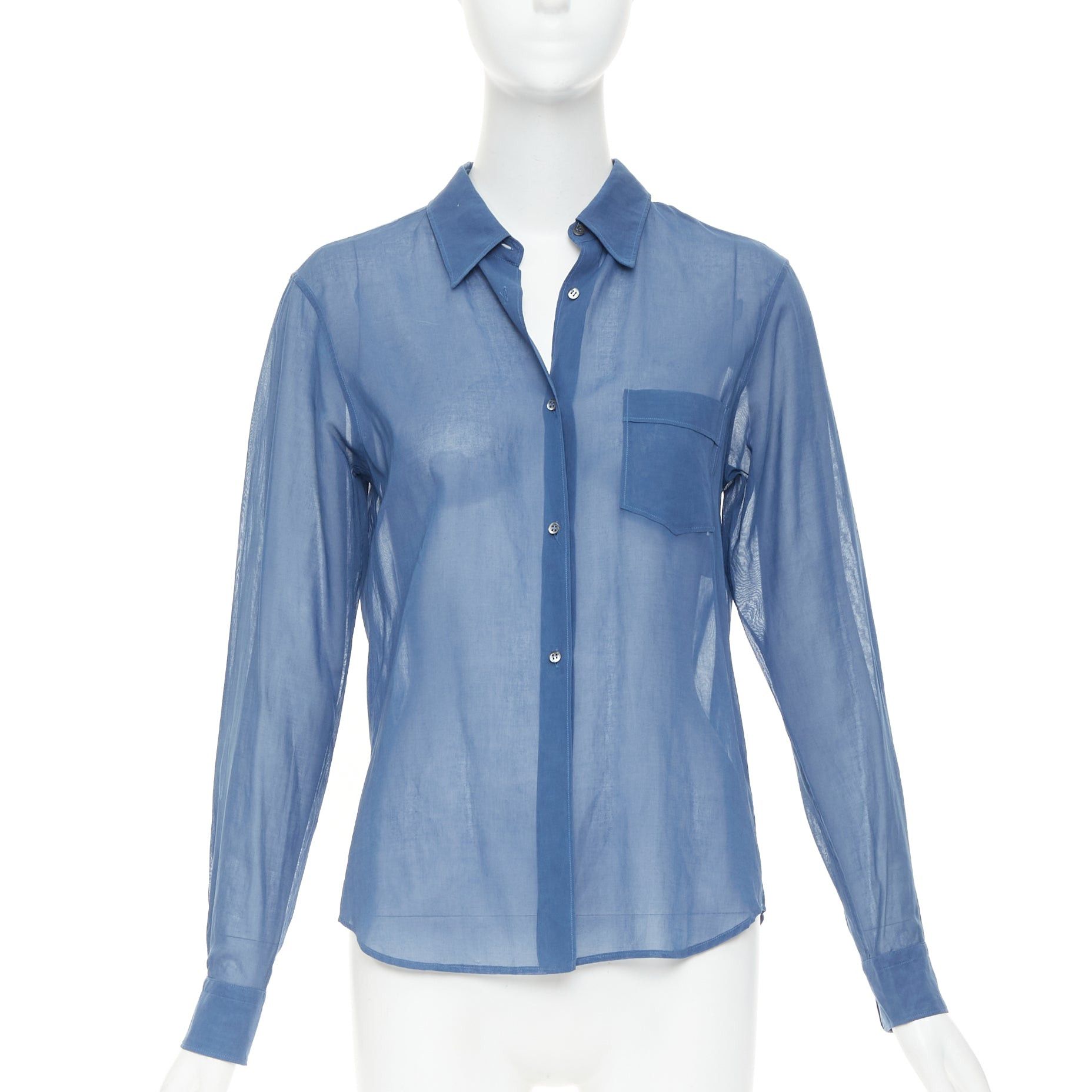Jil Sander JIL SANDER 2011 Raf Simons blue cotton sheer patch pocket shirt FR36 S Size S / US 4 / IT 40 - 1 Thumbnail