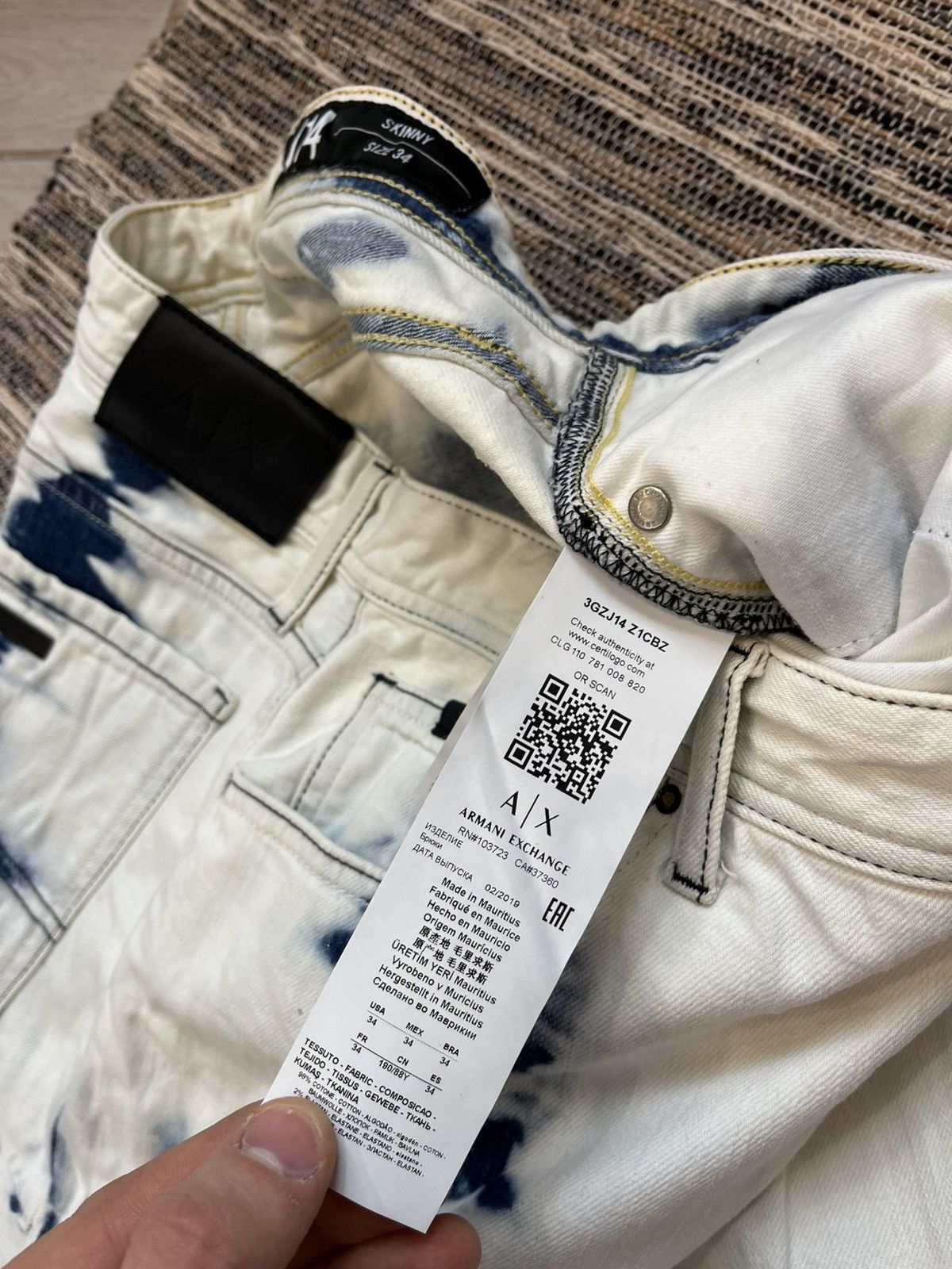 Armani Exchange × Designer Hype Armani Exchange skinny jeans j14 tiy dye style denim Size US 34 / EU 50 - 18 Thumbnail