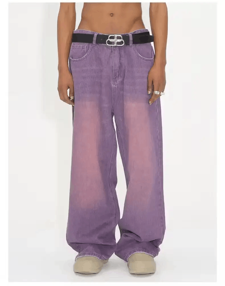 baggy washed vintage purple wide leg jeans