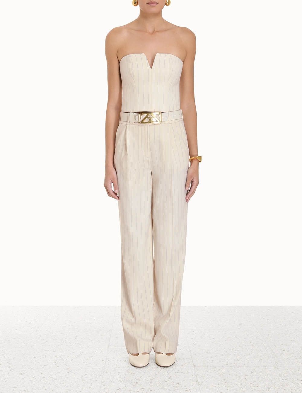 Zimmermann oc11z0225 Luminosity Pinstripe Bustier in Ivory Size S / US 4 / IT 40 - 2 Thumbnail