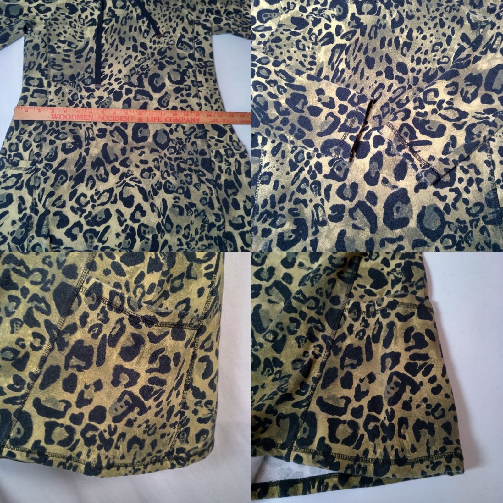 Vintage Susan Graver Weekend Shirt XS Green Black Leopard Cat Print High Neck Tunic Shirt Women XS Green Leopard Cat Print Tunic Weekend Shirt Size XS / US 0-2 / IT 36-38 - 8 Thumbnail