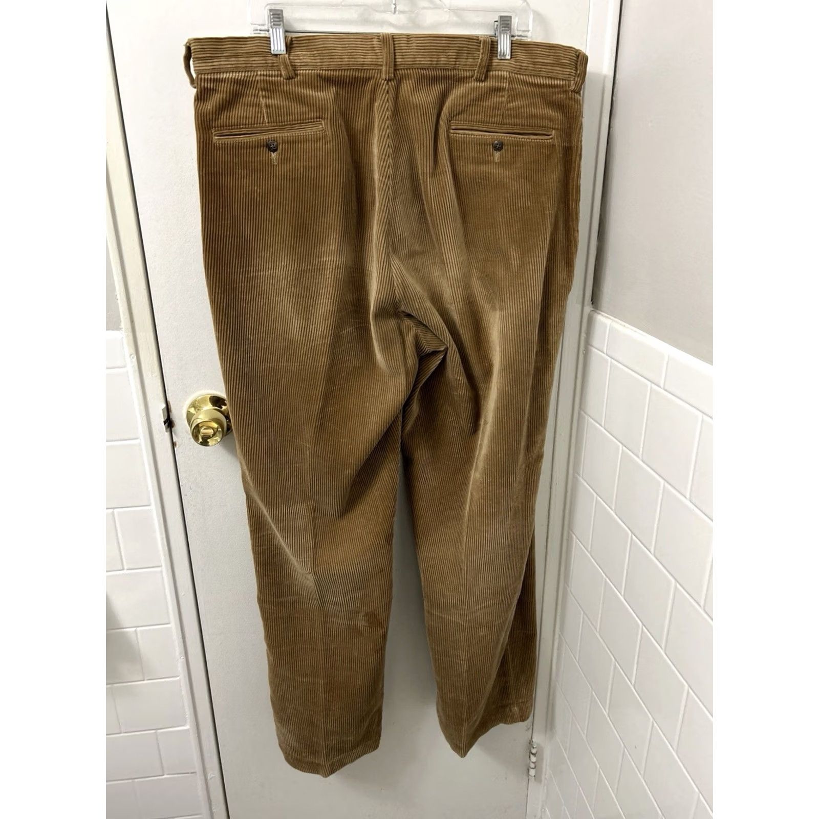 Polo Ralph Lauren VTG Polo Ralph Lauren Andrew Pants Mens 40x32 Tan Corduroy Pleated Zipper Button Trousers Wool? Size US L / EU 52-54 / 3 - 7 Thumbnail