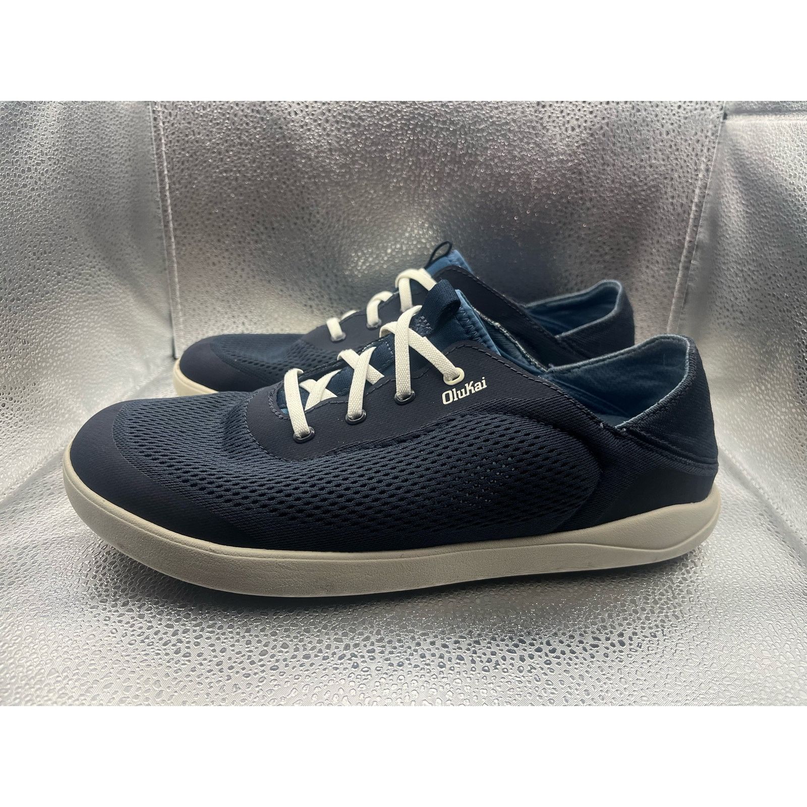 Olukai Olukai Mens Moku Pae Lace Up Shoe in Trench Blue/Off White Size US 10.5 / EU 43-44 - 2 Thumbnail