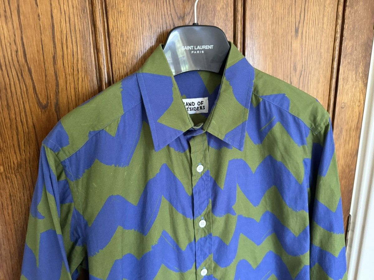 Band Of Outsiders Band of Outsiders blue green squiggle logo shirt Size US M / EU 48-50 / 2 - 15 Thumbnail
