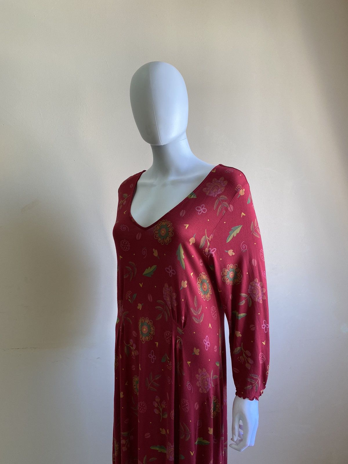 Gudrun Sjoden Gudrun Sjoden Red Floral Long Sleeve Maxi Dress Size L Size L / US 10 / IT 46 - 8 Thumbnail
