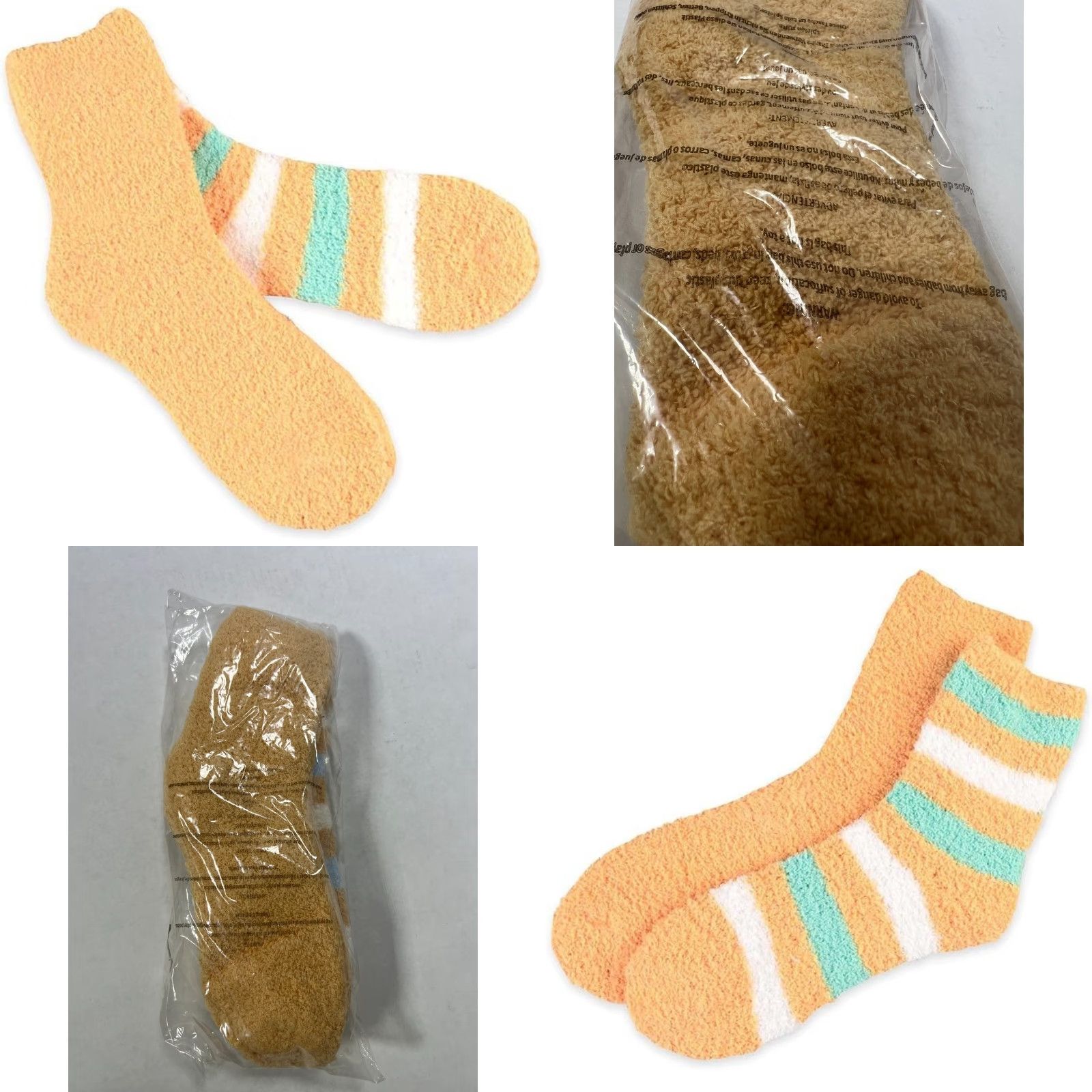 Vintage COSY SOCKS Cozy Warm Fuzzy Slipper Socks Reindeer Santa Christmas 2-Pair Brown Women Slipper Socks, Microfiber, Mid Calf, Non-Slip, Warm, Soft Size ONE SIZE - 8 Thumbnail