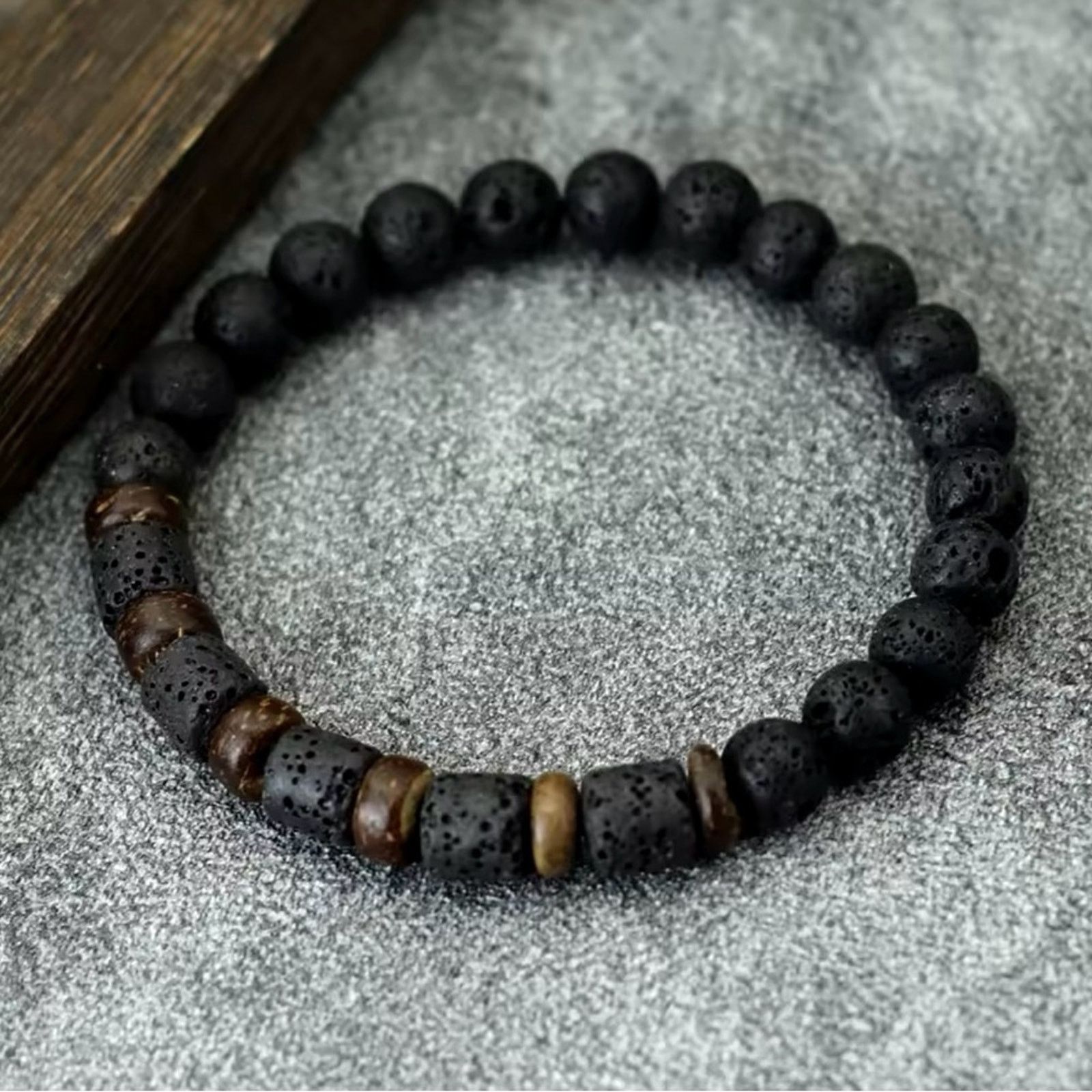 Other Mens Wood Bracelet Natural Volcanic Beads Size ONE SIZE - 4 Thumbnail