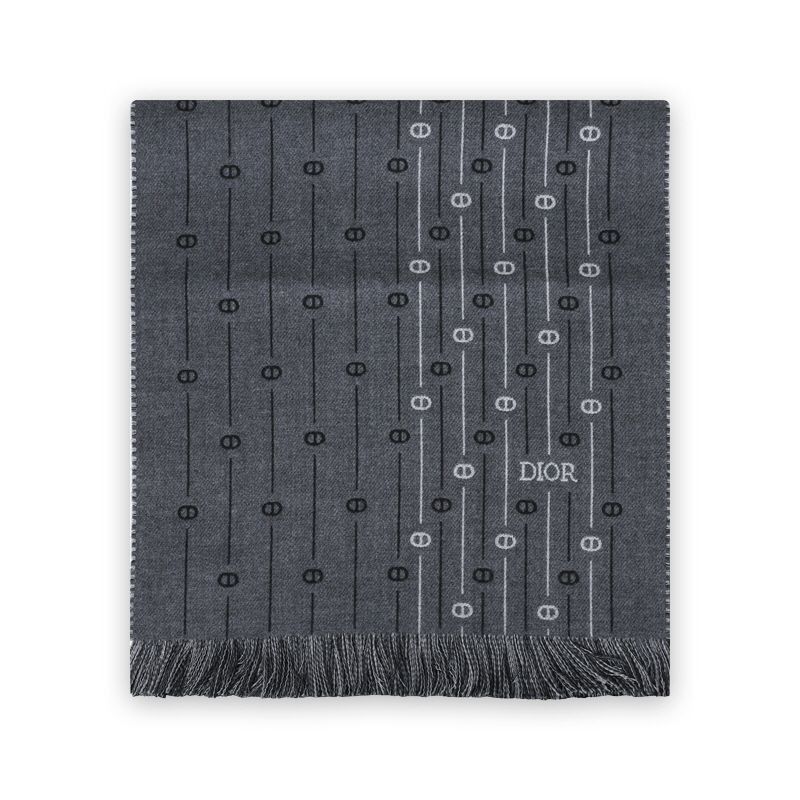 Unisex Cd Icon Stripe Wool Scarf (Charcoal) in Gray, Women's