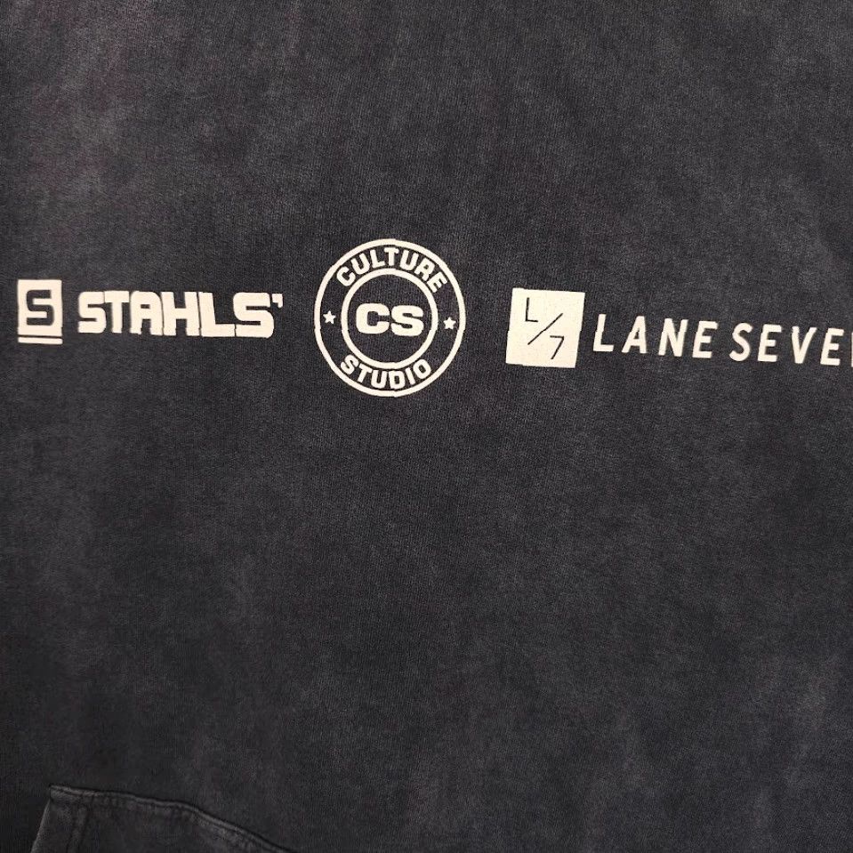 Vintage Lane Seven Hoodie Mens XL Black Stonewash Stahls Impressions Expo Sweatshirt Size US XL / EU 56 / 4 - 3 Thumbnail
