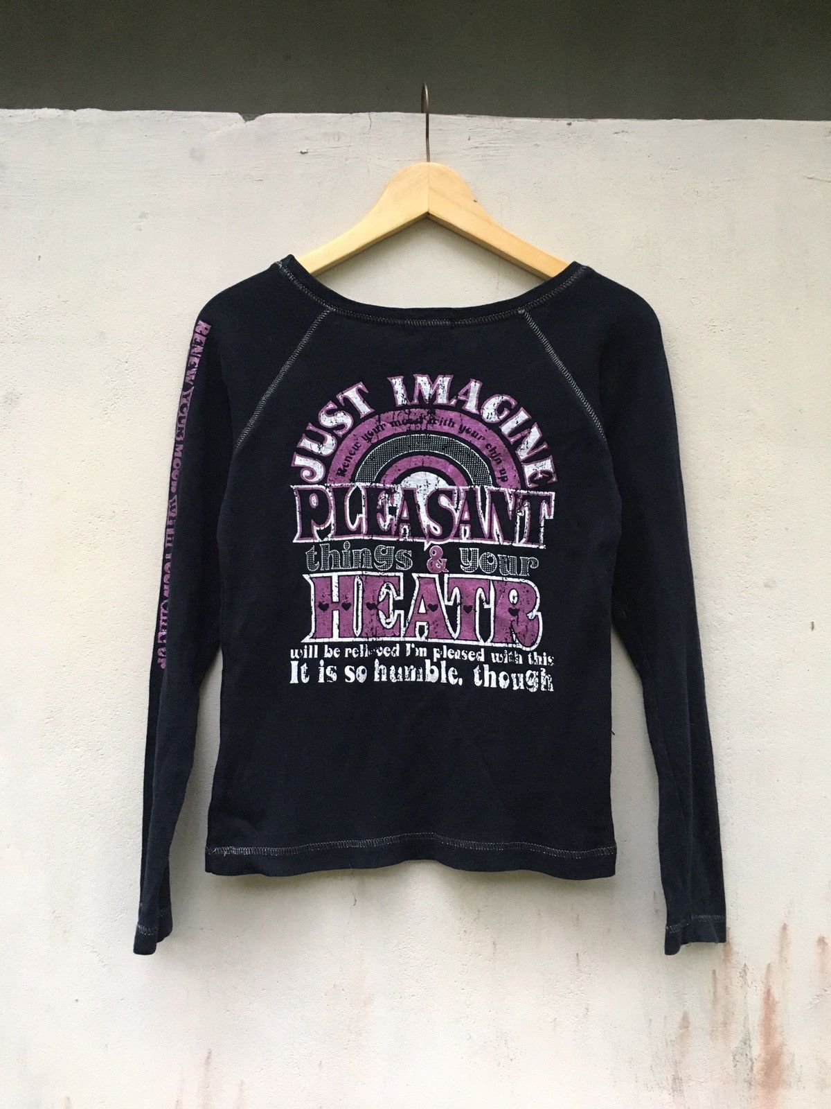 20471120 Japanese Y2K Style Pink Cat Poem Long Sleeve Ifsix Lgb Style Size US M / EU 48-50 / 2 - 7 Thumbnail