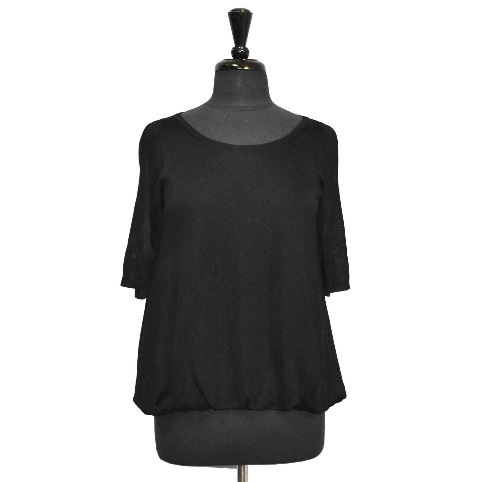 Tse NEW TSE Black Translucent Elasticized Hem Short Sleeve Top M Size M / US 6-8 / IT 42-44 - 1 Thumbnail