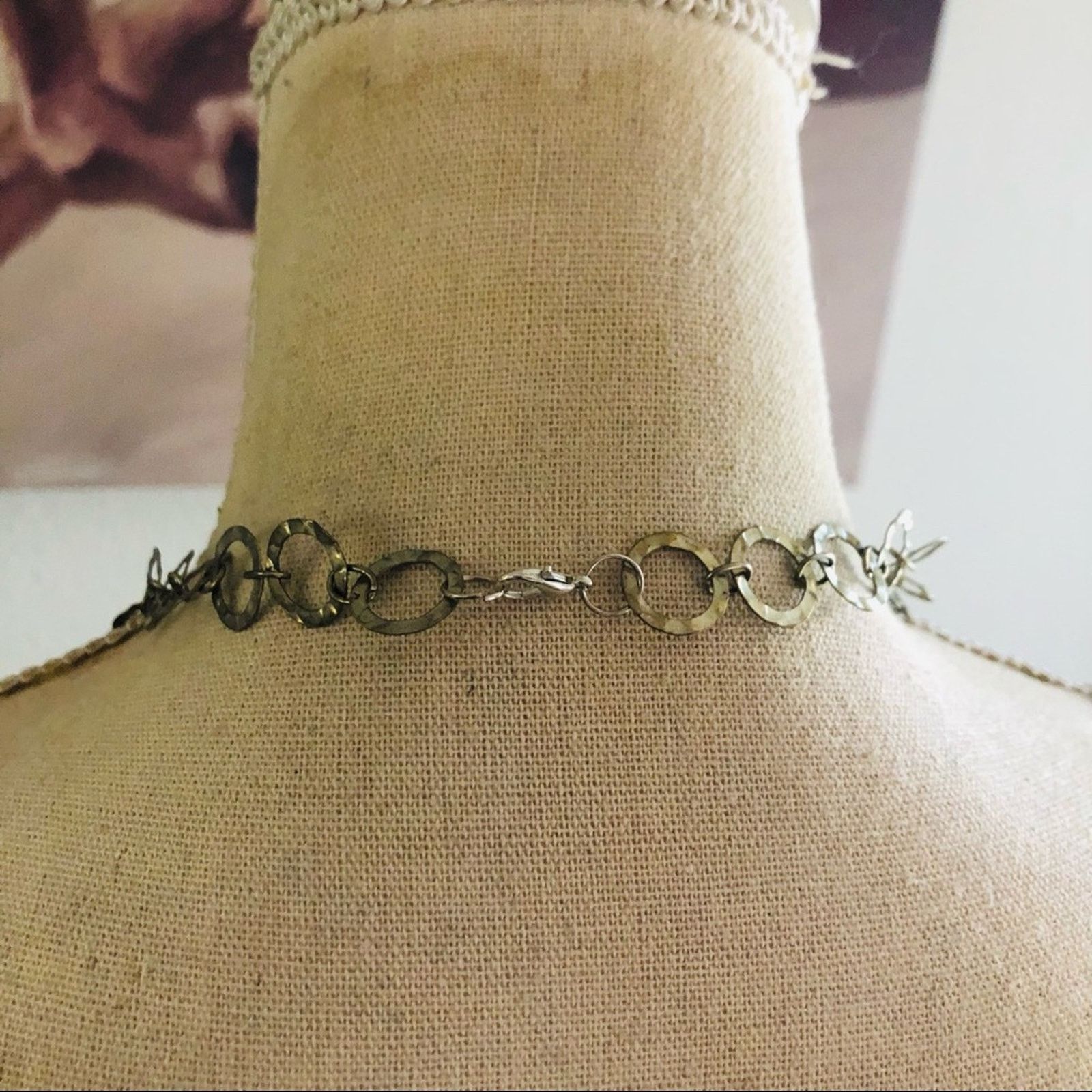 Jewelry Antique silver tone hammered link chain long necklace Size ONE SIZE - 6 Thumbnail