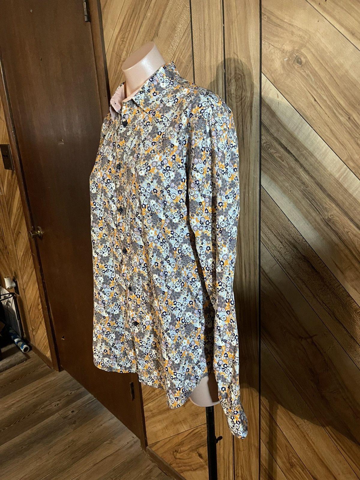 Thomas Dean Thomas Dean Men Medium Floral Button Down Long Sleeve Shirt Size US M / EU 48-50 / 2 - 4 Thumbnail