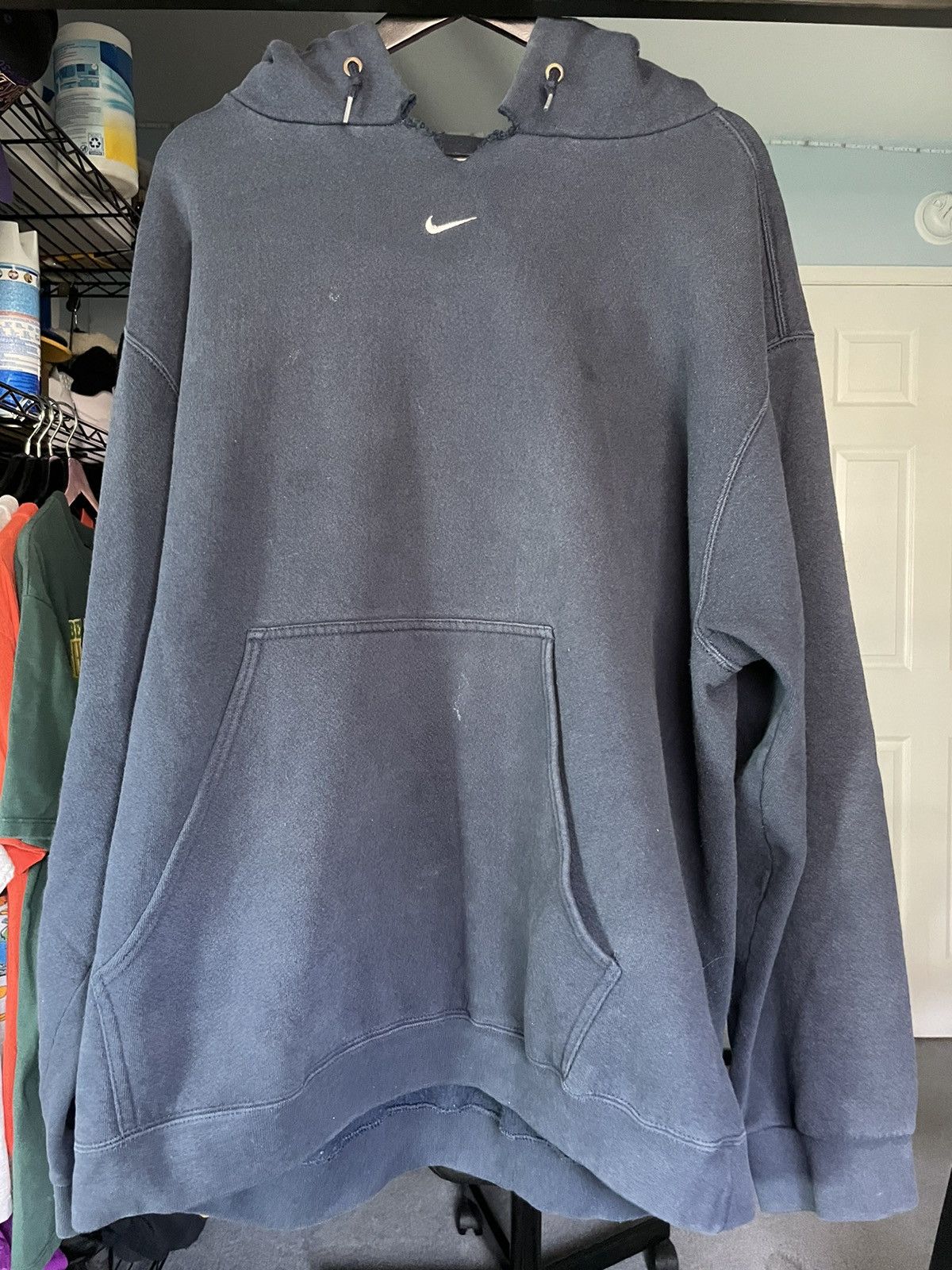Nike × Vintage Vintage Nike 90s Center Swoosh Hoodie Size US XL / EU 56 / 4 - 6 Thumbnail