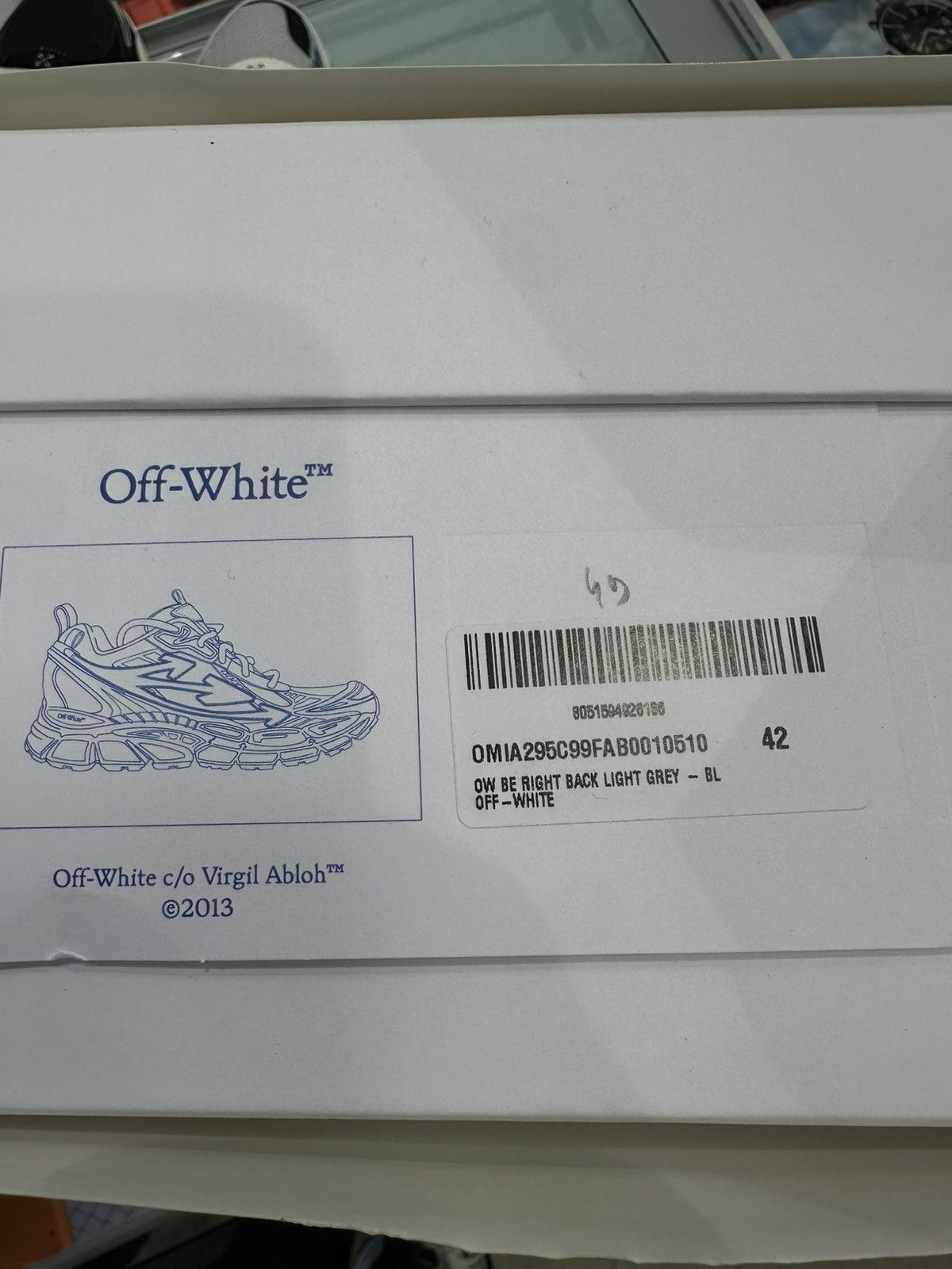 Off-White OFF-WHITE - Be Right Back Sneakers Light Grey Black Size US 9 / EU 42 - 7 Thumbnail