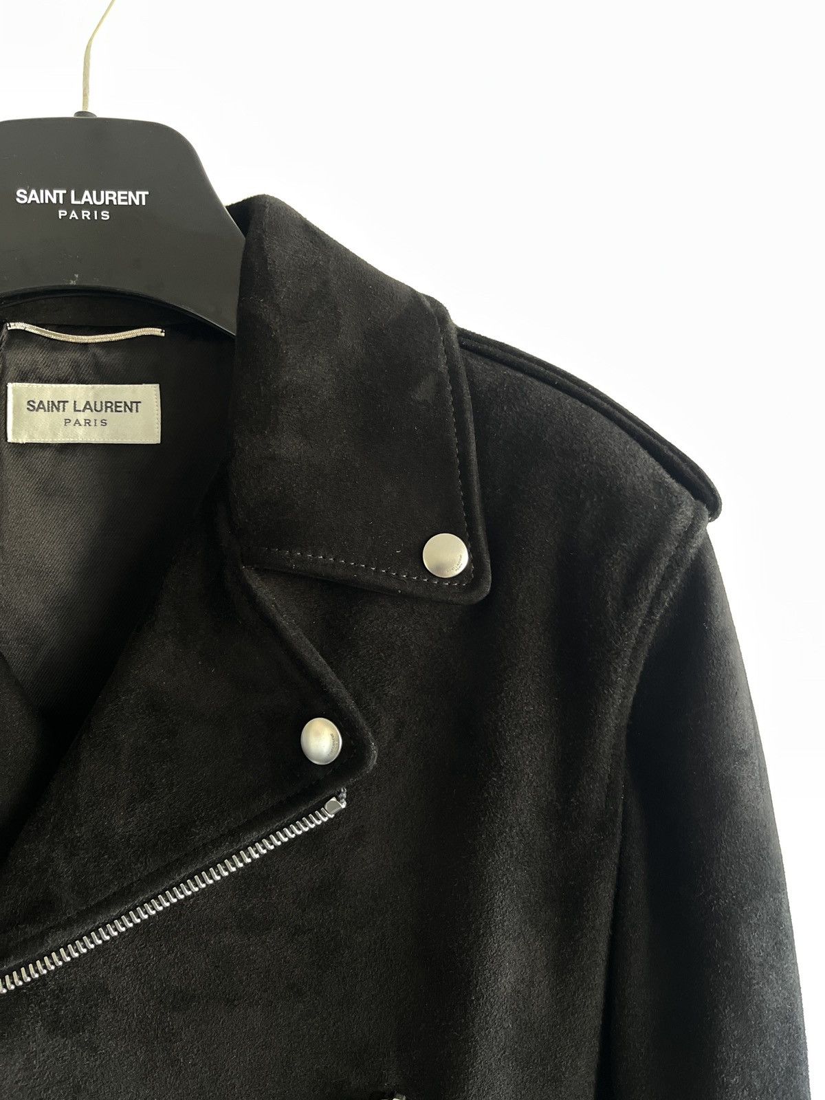 Saint Laurent Paris Saint Laurent Paris Black Suede Leather L01 Biker Jacket Size US M / EU 48-50 / 2 - 2 Thumbnail