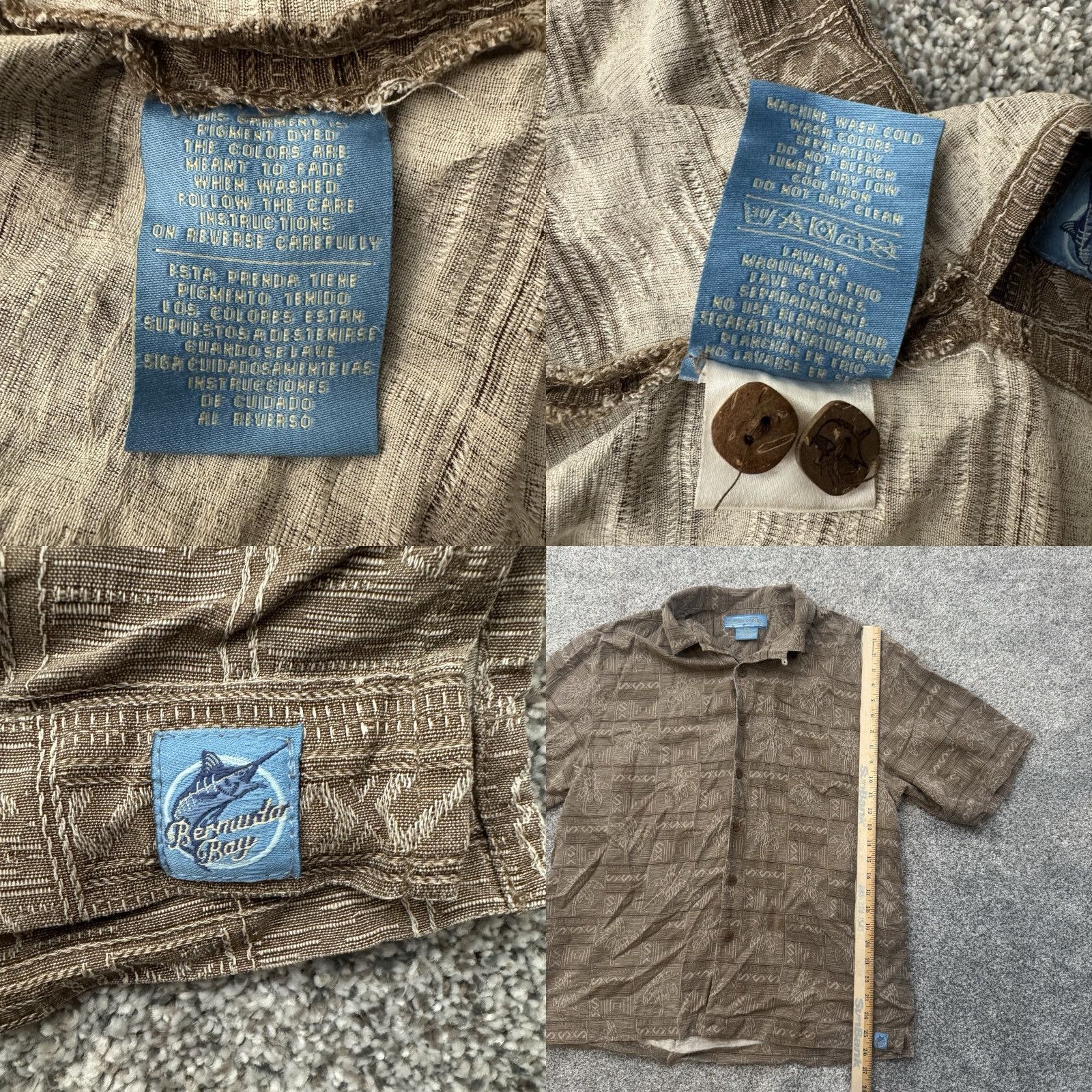 Vintage VINTAGE Bermuda Bay Silk Hawaiian Shirt Medium 2XL Beige Palm Trees 90s Short Sleeve Button-Up Size US XXL / EU 58 / 5 - 8 Thumbnail
