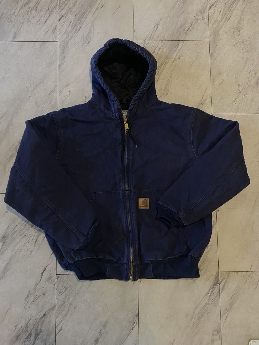 Carhartt Hooded Blue Jacket Mens XL