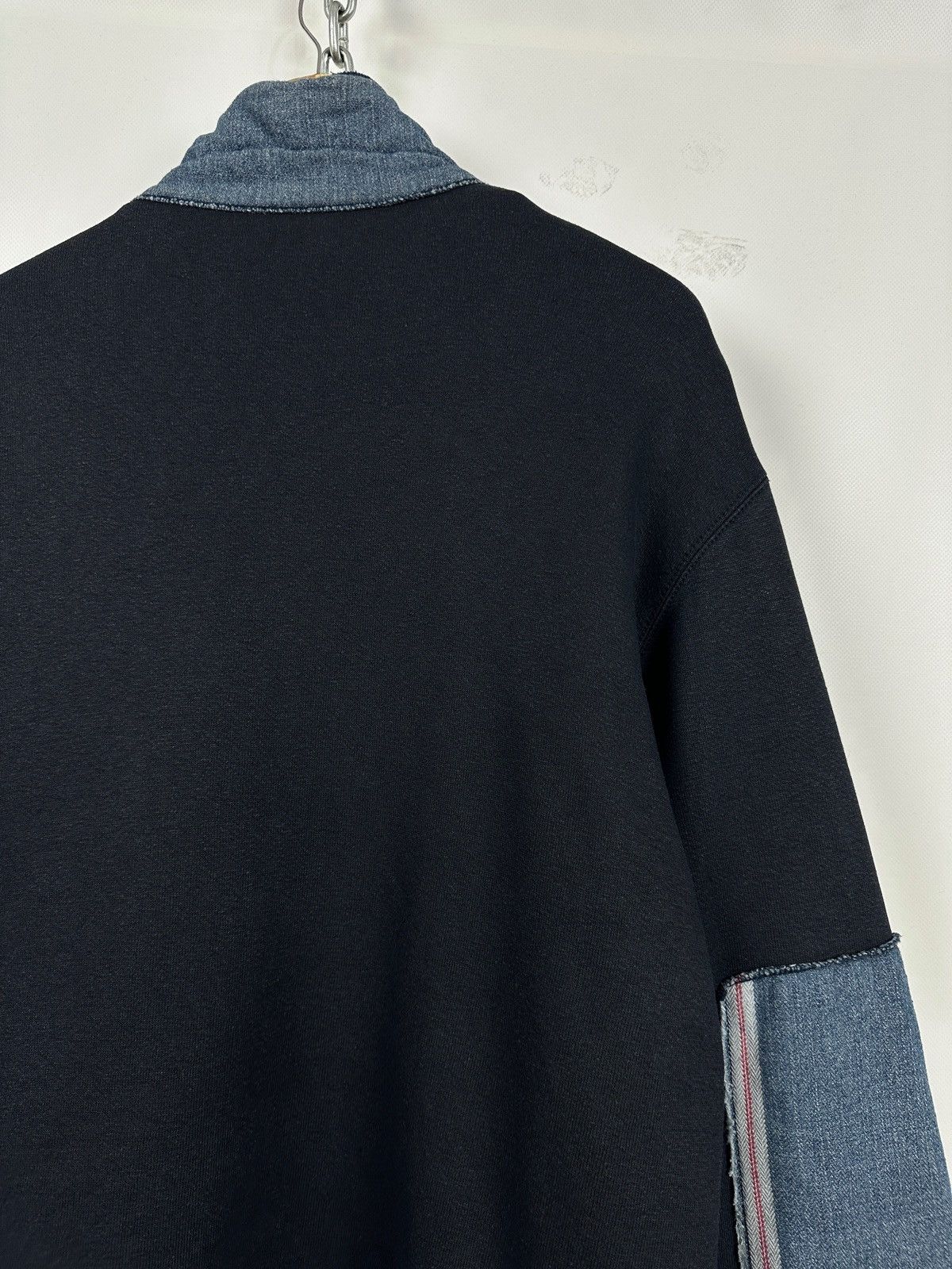 Armani 90s Vintage Armani Jeans Patchwork Hemp/Cotton Navy Jacket Size US XL / EU 56 / 4 - 17 Thumbnail